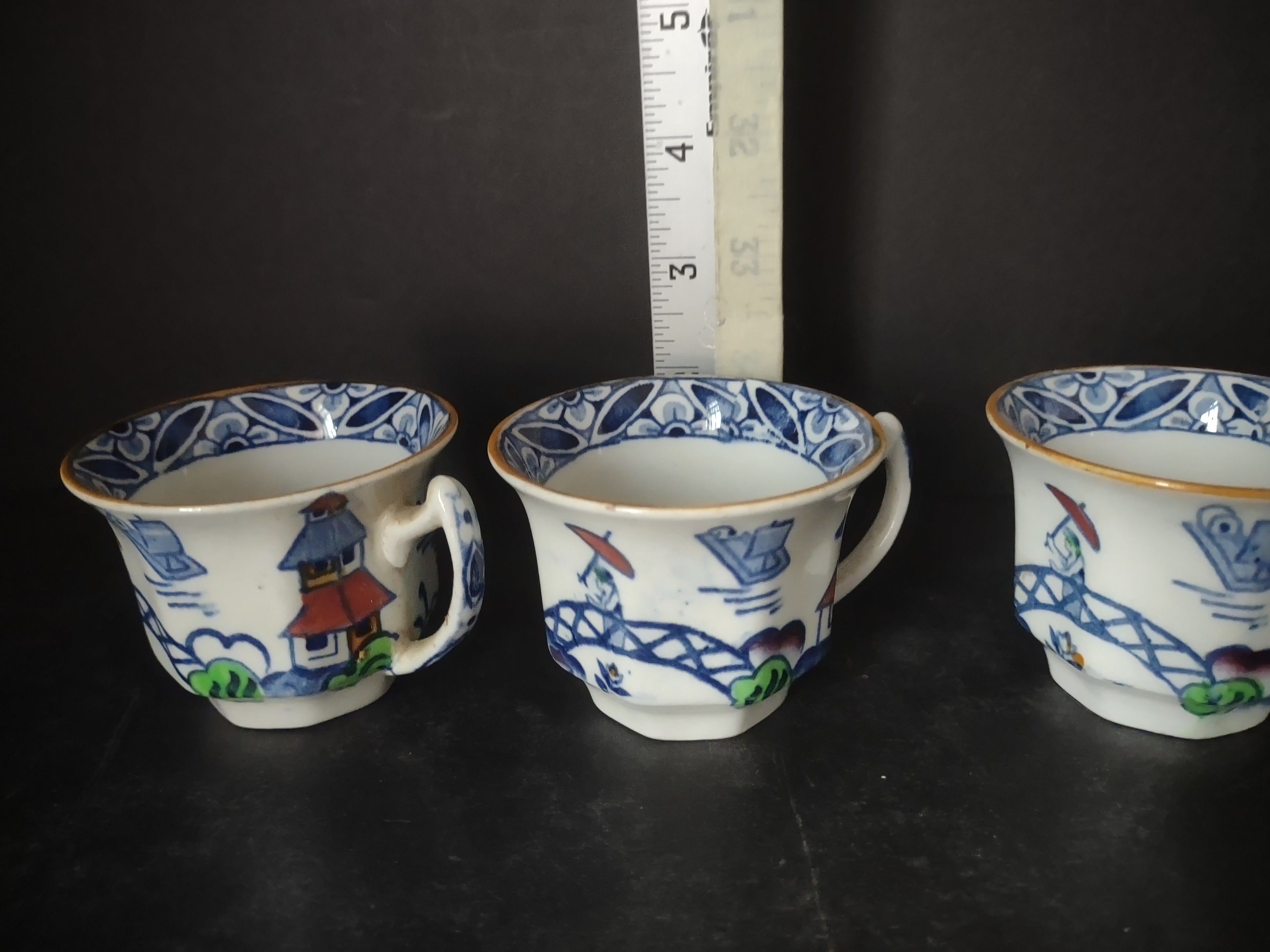 Vintage Westover DBC Chinoiserie Transferware Tea Cup Set of 4 [6004]