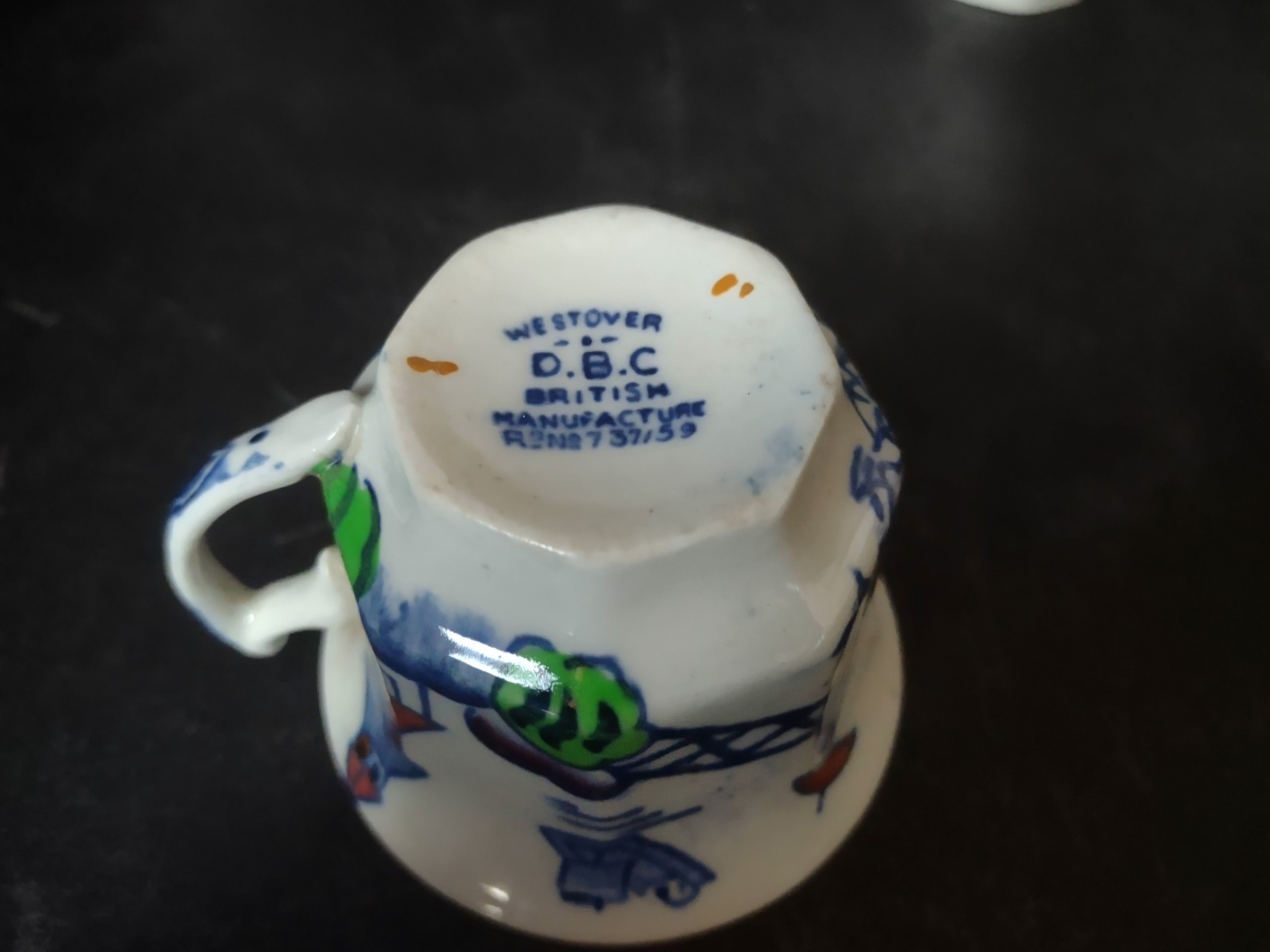 Vintage Westover DBC Chinoiserie Transferware Tea Cup Set of 4 [6004]