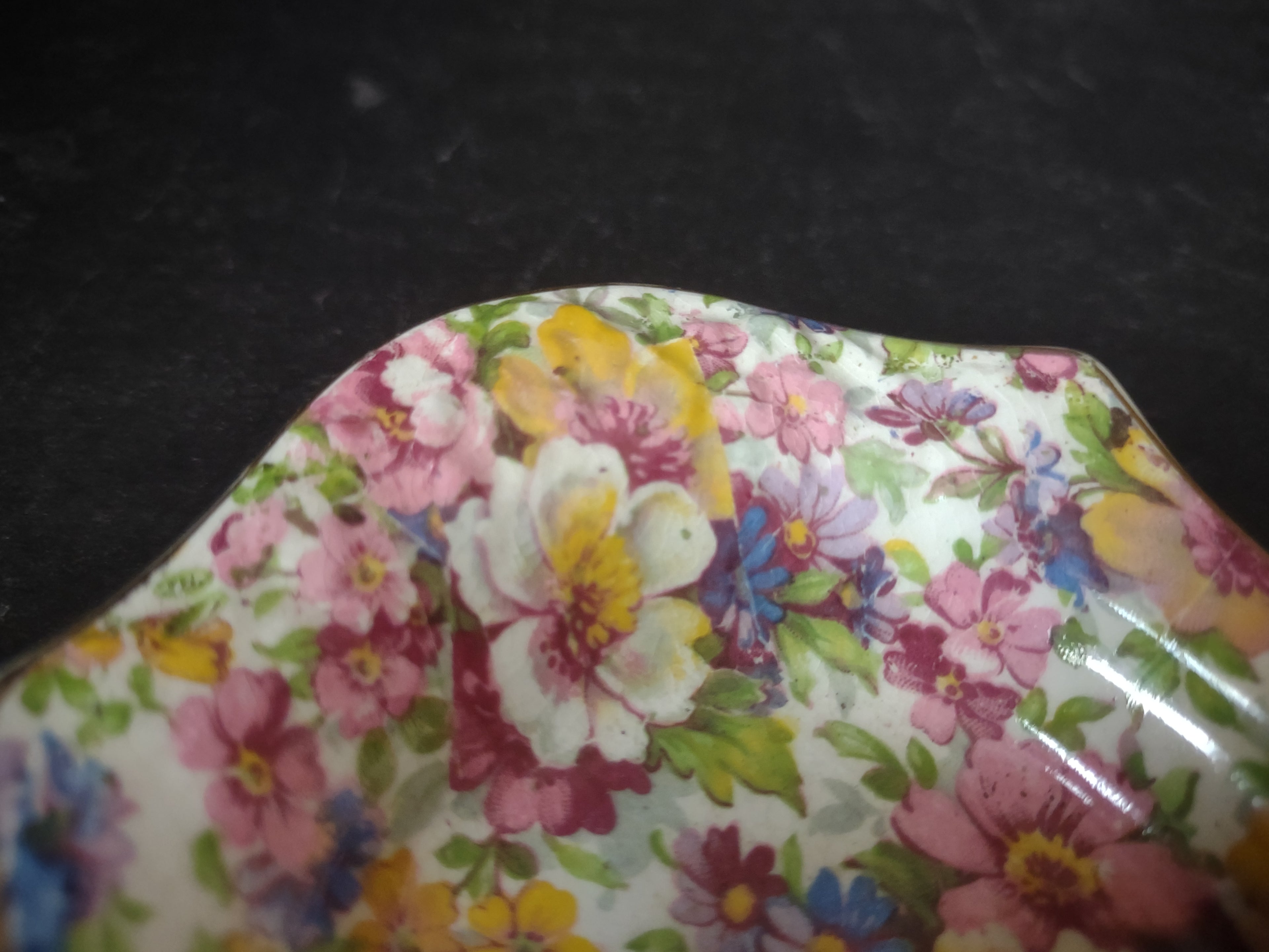 Vintage James Kent Du Barry Chintz Rectangular Vanity Tray 6" England [5991]