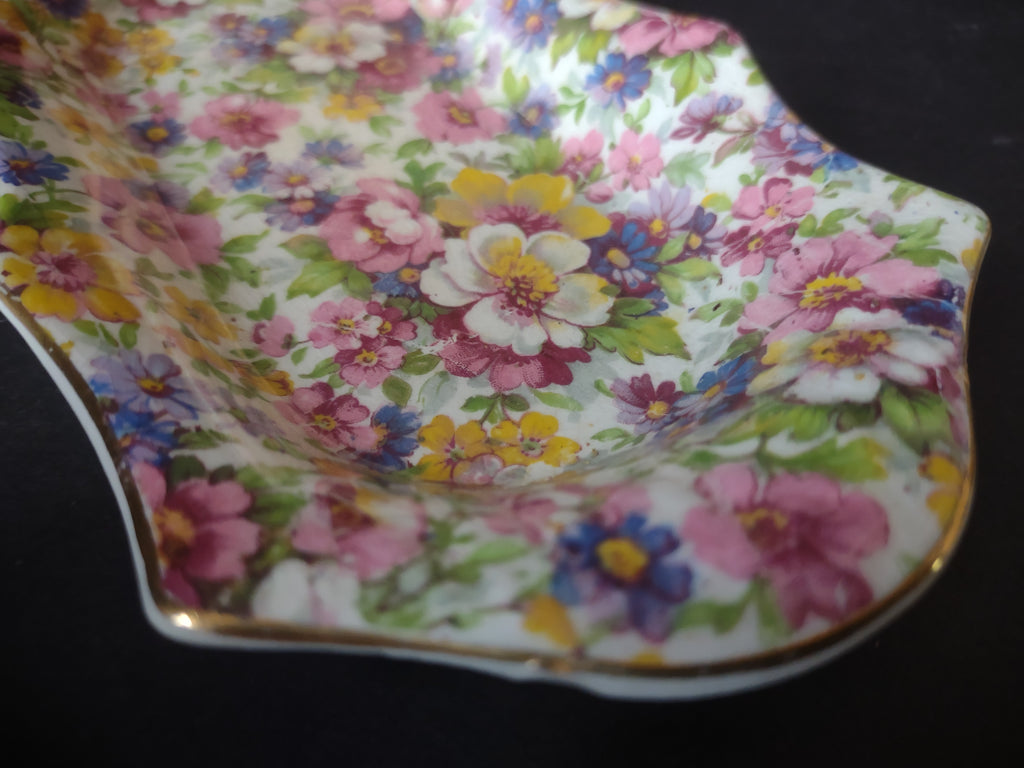 Vintage James Kent Du Barry Chintz Rectangular Vanity Tray 6" England [5991]