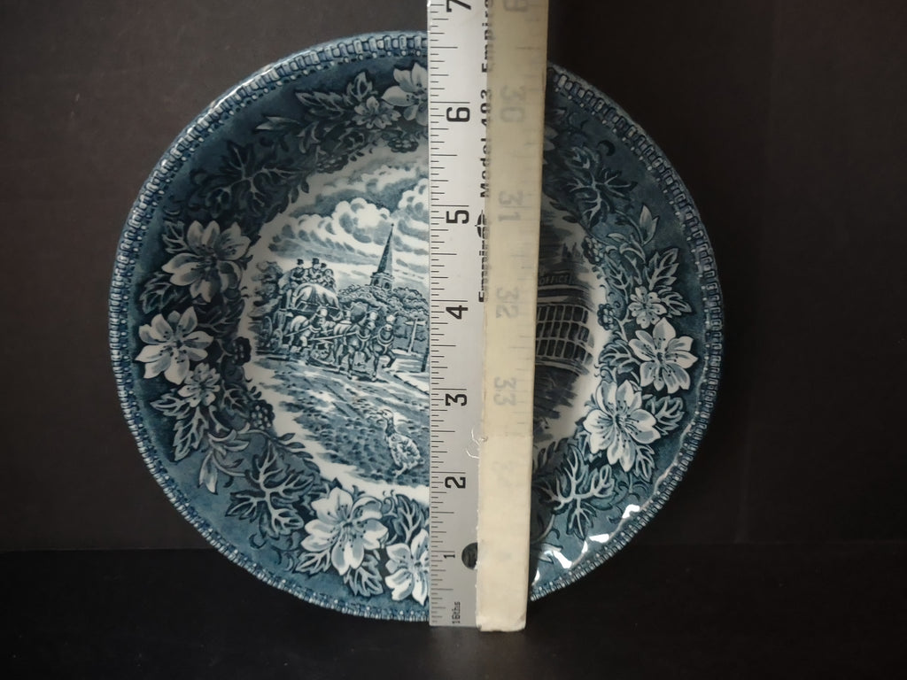 Vintage Royal Tudor Ware Coaching Taverns Blue Transferware Bowl 6" [5990]
