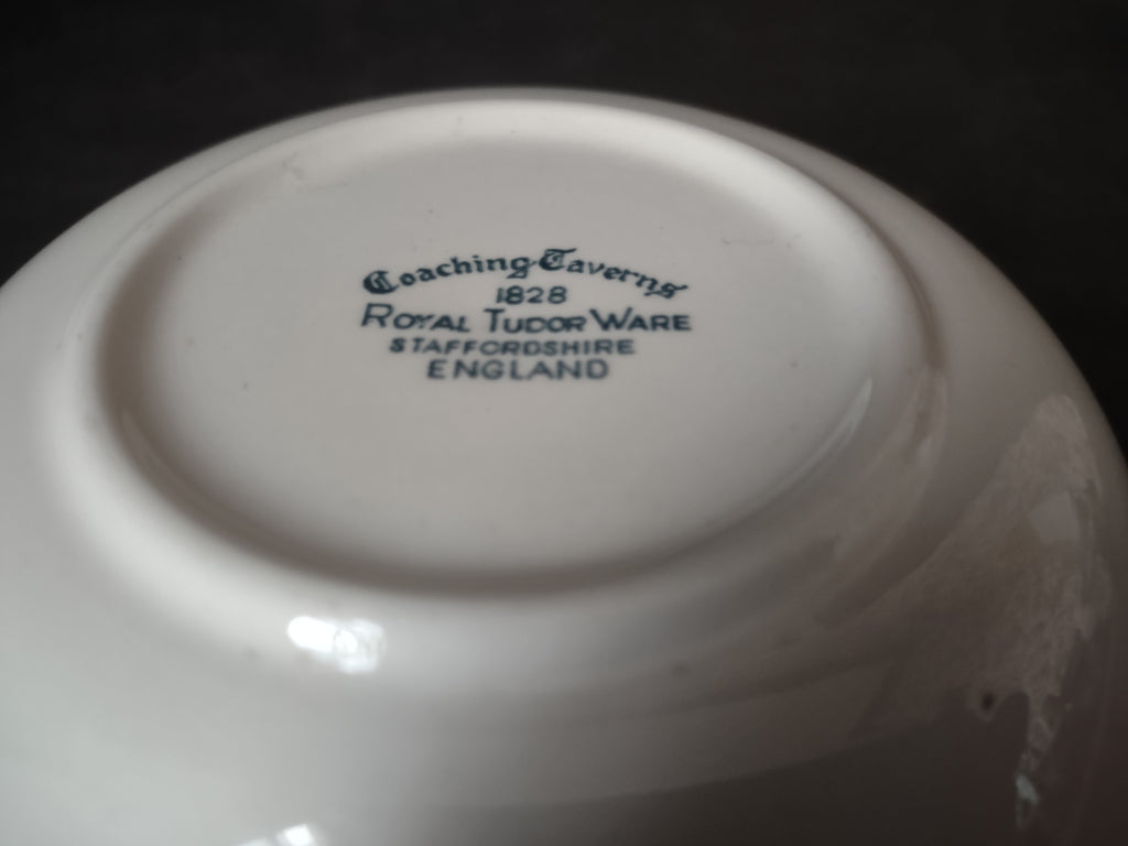 Vintage Royal Tudor Ware Coaching Taverns Blue Transferware Bowl 6" [5990]