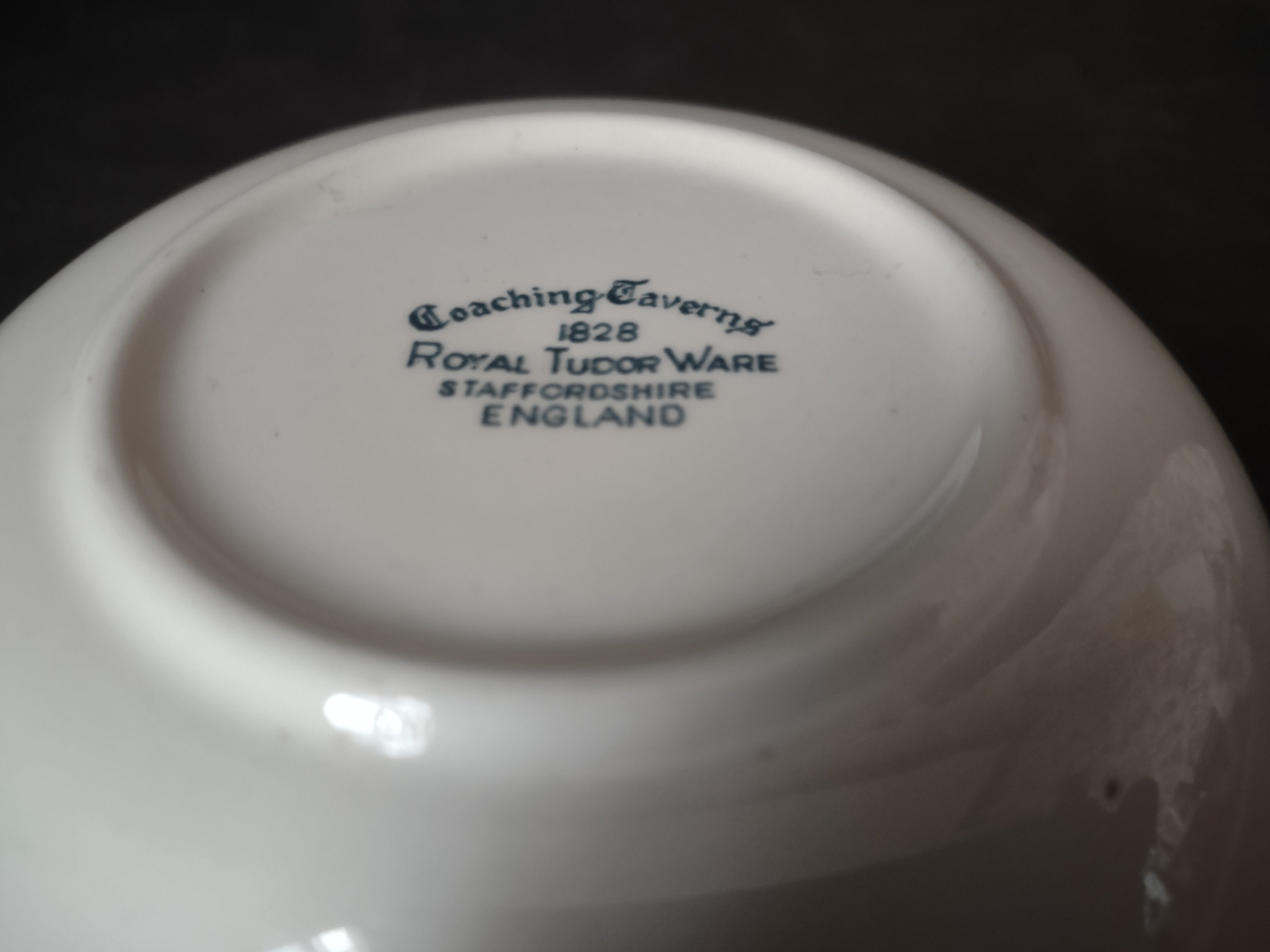 Vintage Royal Tudor Ware Coaching Taverns Blue Transferware Bowl 6" [5990]