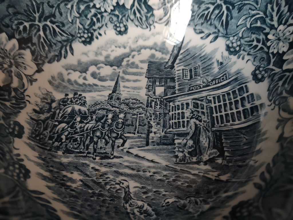 Vintage Royal Tudor Ware Coaching Taverns Blue Transferware Bowl 6" [5990]