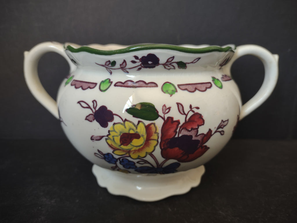 Vintage Wood & Sons Flora Pattern Open Sugar Bowl Hand Coloured England [6045]