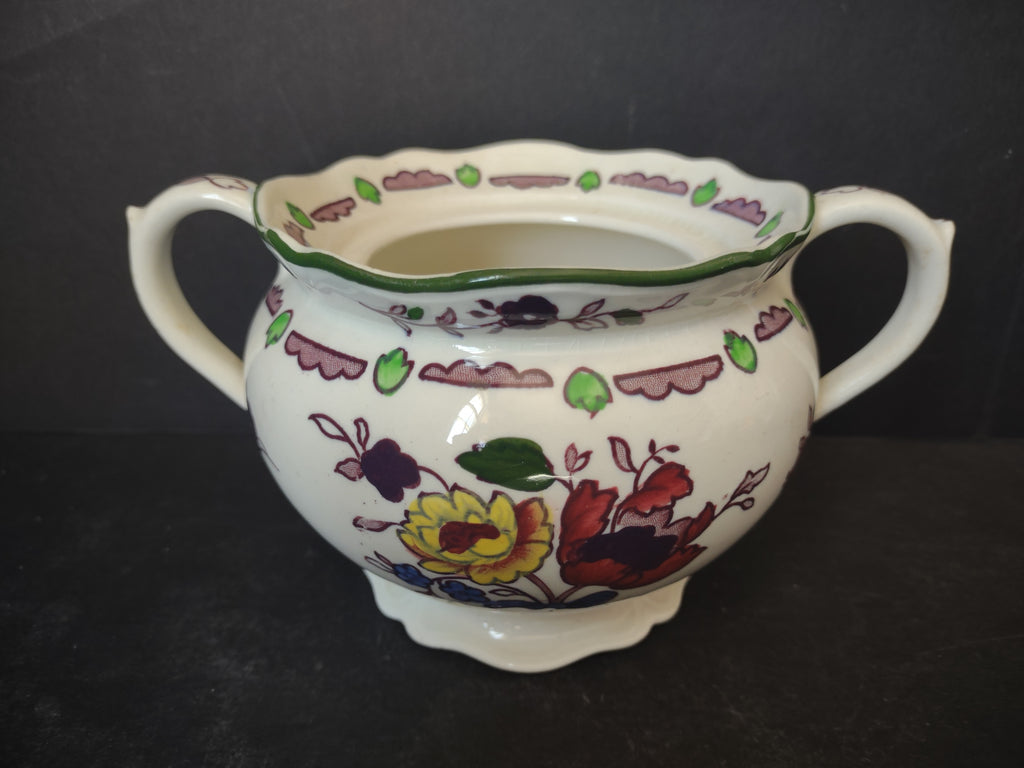 Vintage Wood & Sons Flora Pattern Open Sugar Bowl Hand Coloured England [6045]
