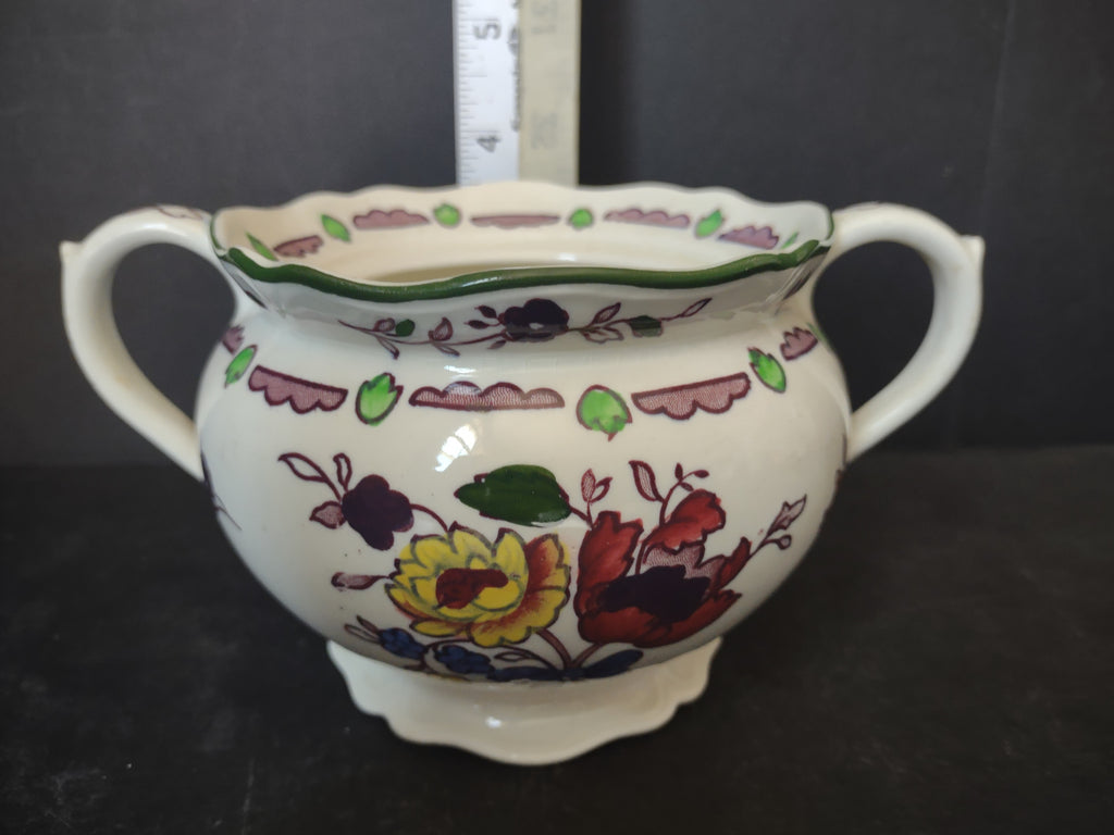 Vintage Wood & Sons Flora Pattern Open Sugar Bowl Hand Coloured England [6045]