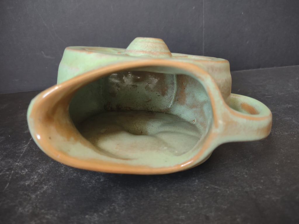 Vintage Frankoma Pottery Wagon Wheel Pitcher Prairie Green Ada Clay USA [6044]