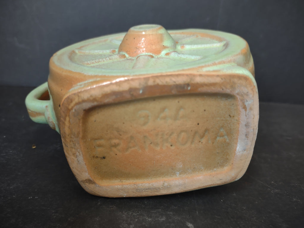 Vintage Frankoma Pottery Wagon Wheel Pitcher Prairie Green Ada Clay USA [6044]