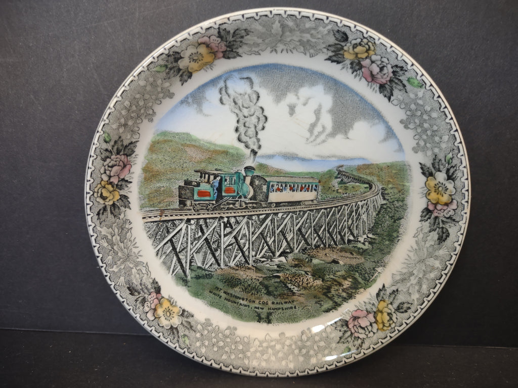 Vintage Adams Mt Washington Cog Railway NH Souvenir Plate Staffordshire [6043]
