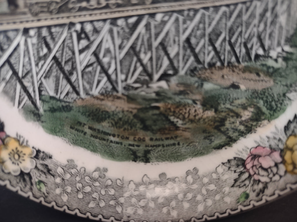 Vintage Adams Mt Washington Cog Railway NH Souvenir Plate Staffordshire [6043]