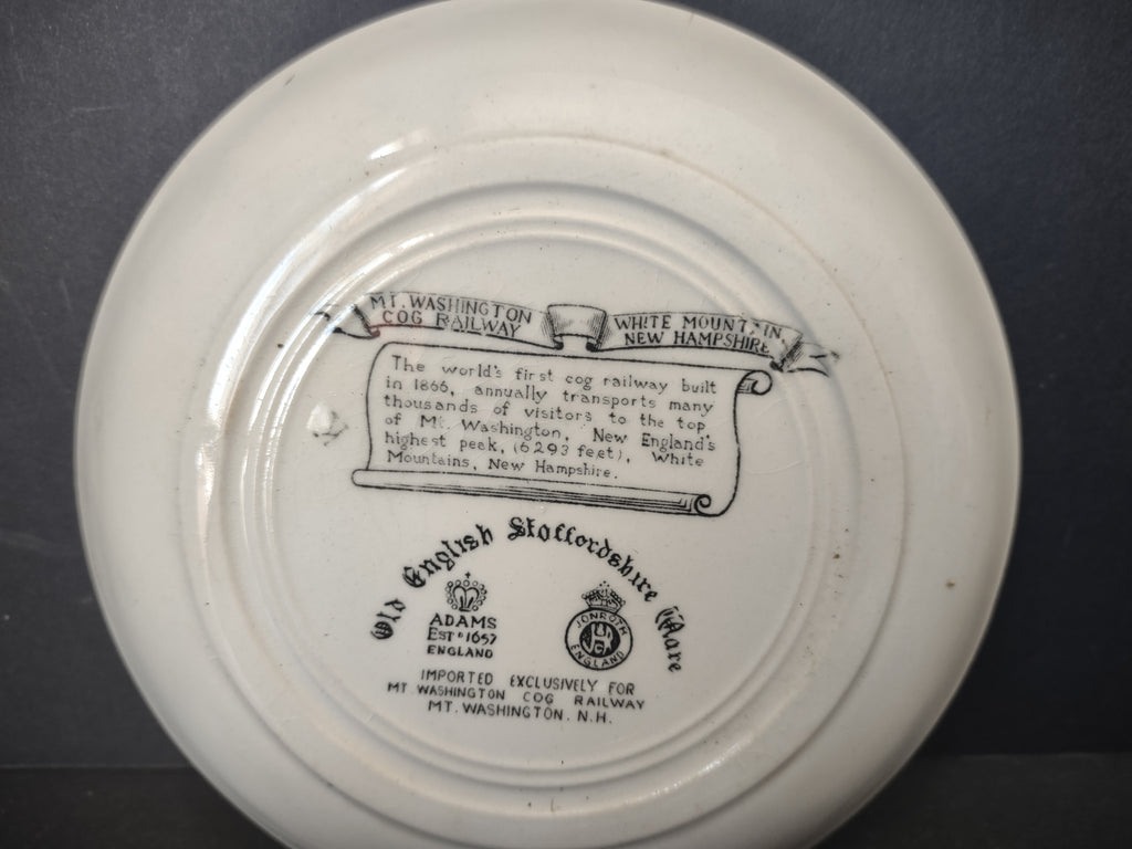 Vintage Adams Mt Washington Cog Railway NH Souvenir Plate Staffordshire [6043]