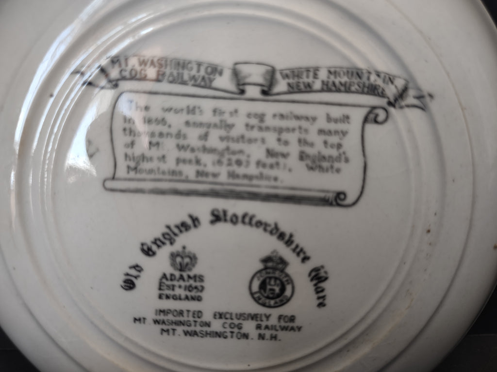 Vintage Adams Mt Washington Cog Railway NH Souvenir Plate Staffordshire [6043]