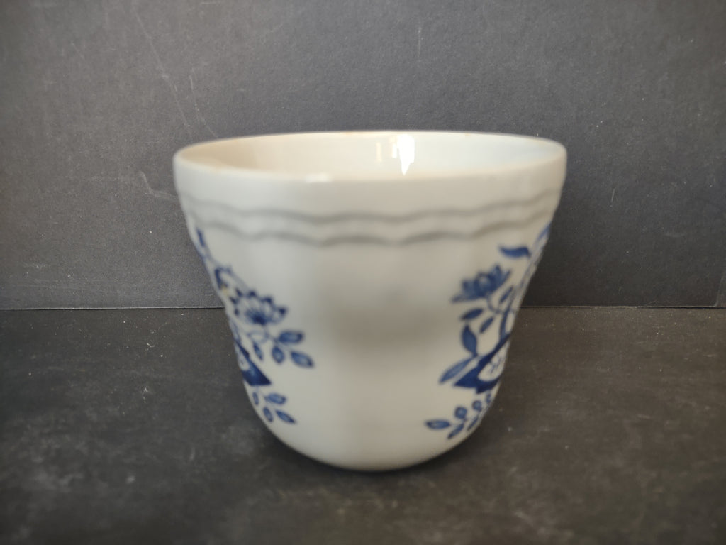 Vintage Blue White Onion Folk Floral Teacup Cobalt Scrolling Vine Embossed [6042]