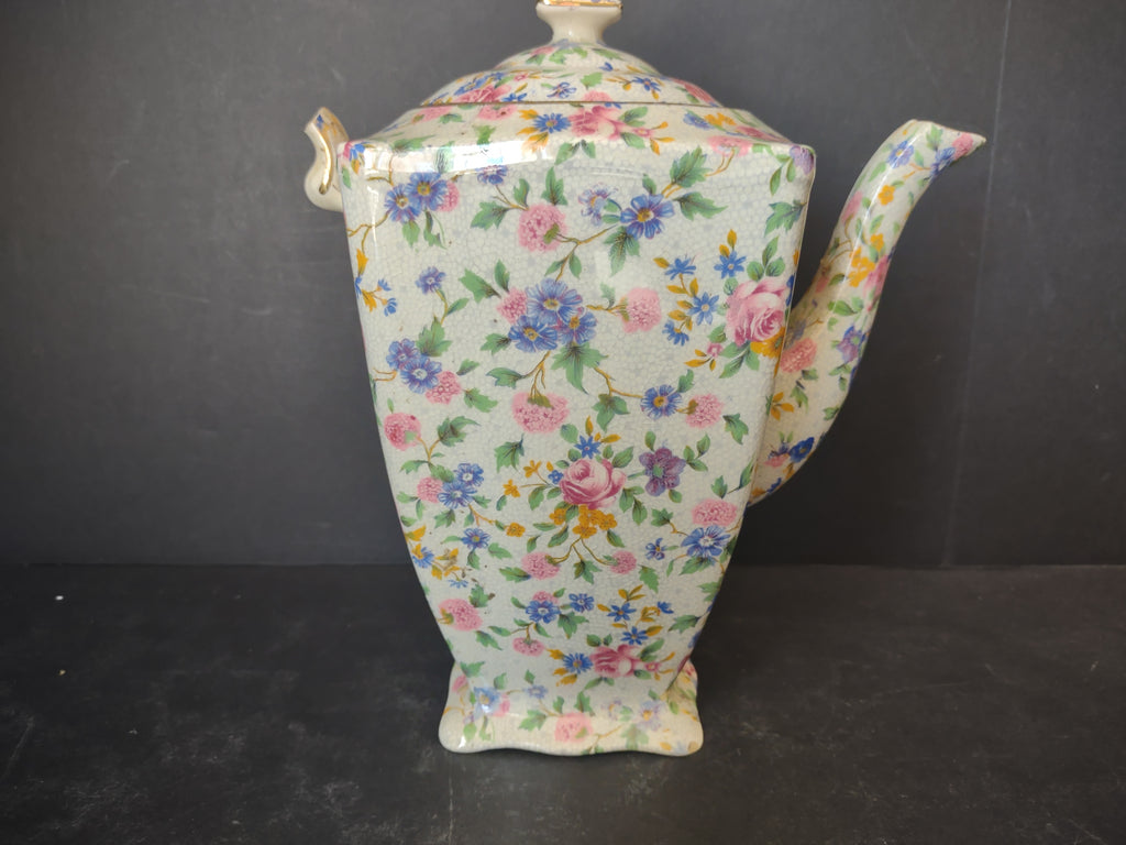 Vintage Royal Winton Grimwades Chintz Teapot Floral Pink Blue IMPERFECT [6039]