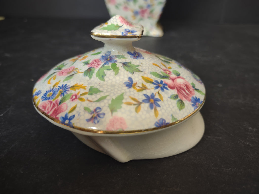 Vintage Royal Winton Grimwades Chintz Teapot Floral Pink Blue IMPERFECT [6039]