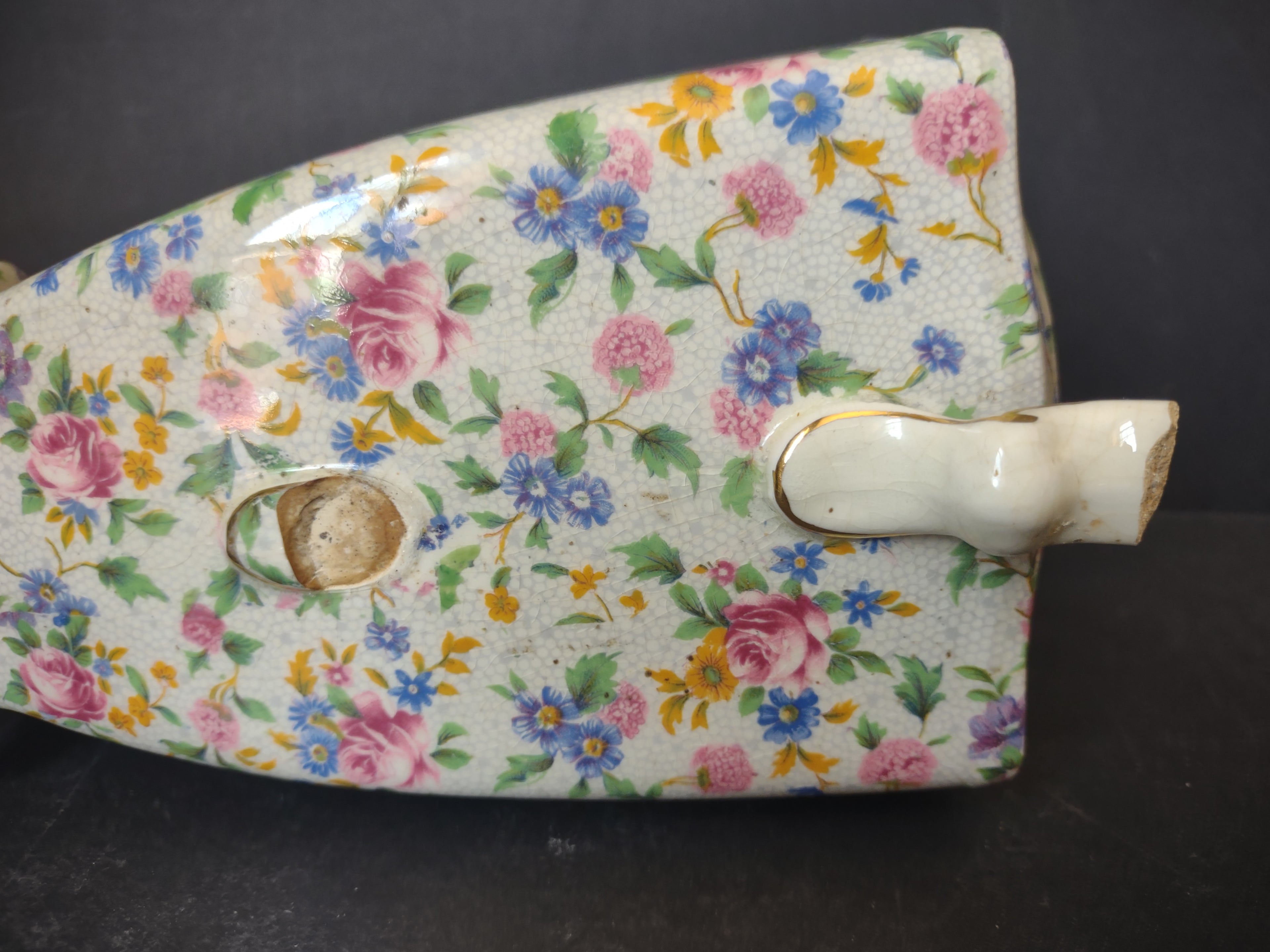 Vintage Royal Winton Grimwades Chintz Teapot Floral Pink Blue IMPERFECT [6039]