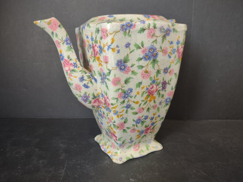 Vintage Royal Winton Grimwades Chintz Teapot Floral Pink Blue IMPERFECT [6039]