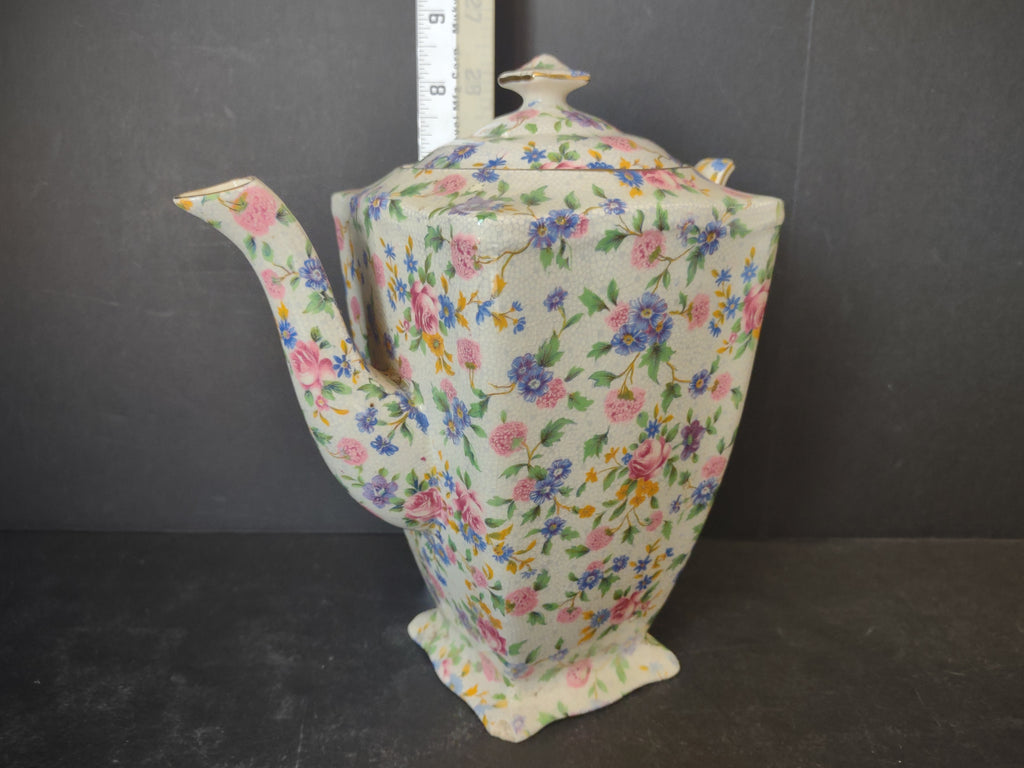 Vintage Royal Winton Grimwades Chintz Teapot Floral Pink Blue IMPERFECT [6039]