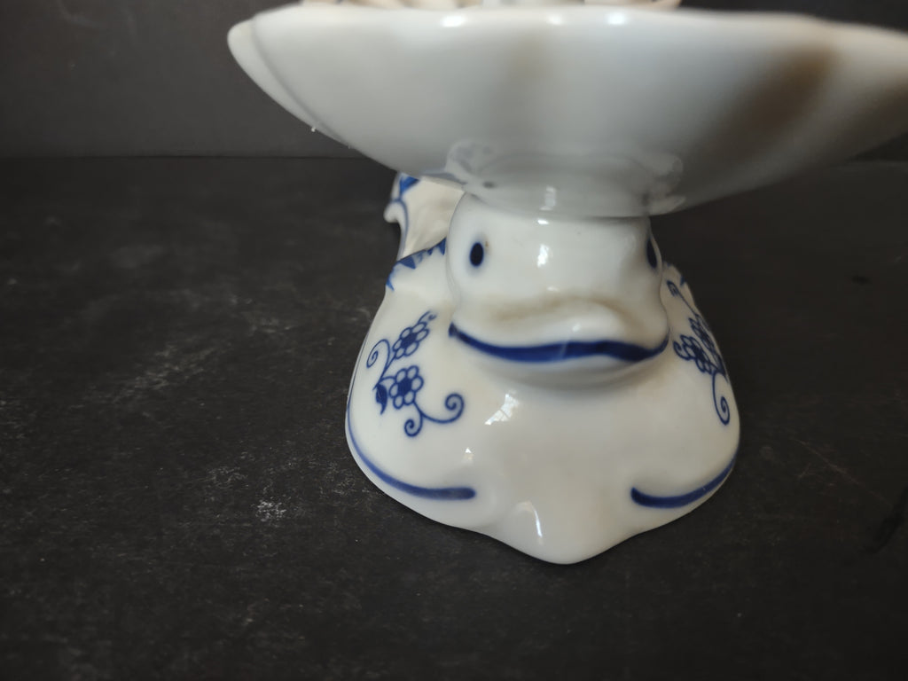 Vintage Vienna Woods Blue Onion Double Salt Cellar Porcelain Serving Dish [6038]