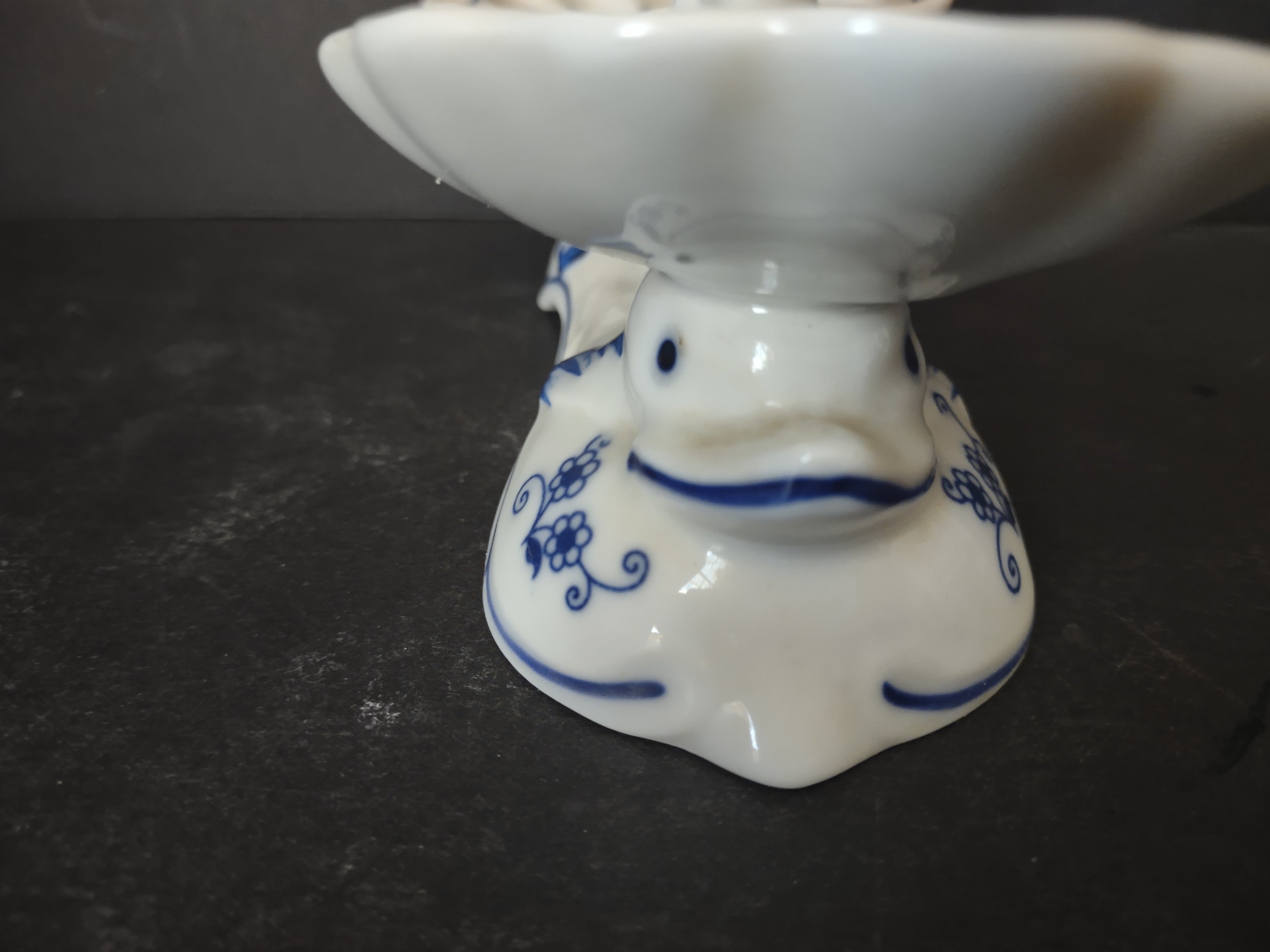 Vintage Vienna Woods Blue Onion Double Salt Cellar Porcelain Serving Dish [6038]
