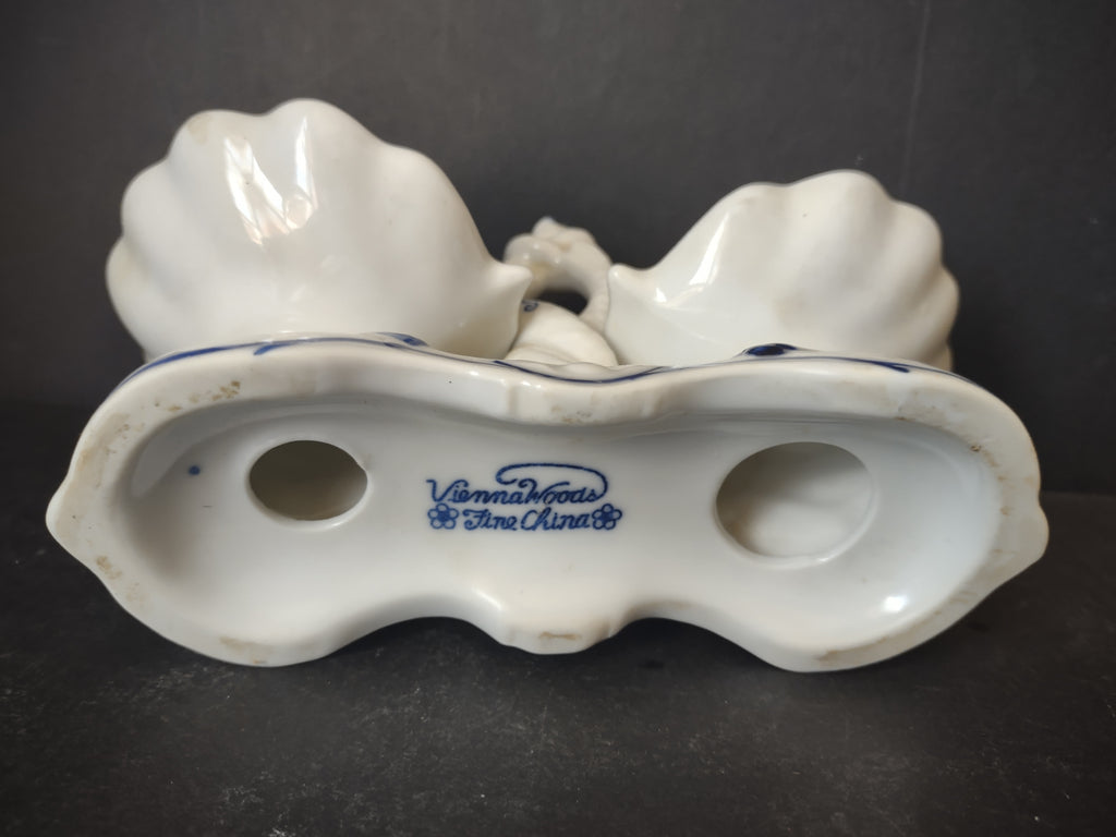 Vintage Vienna Woods Blue Onion Double Salt Cellar Porcelain Serving Dish [6038]