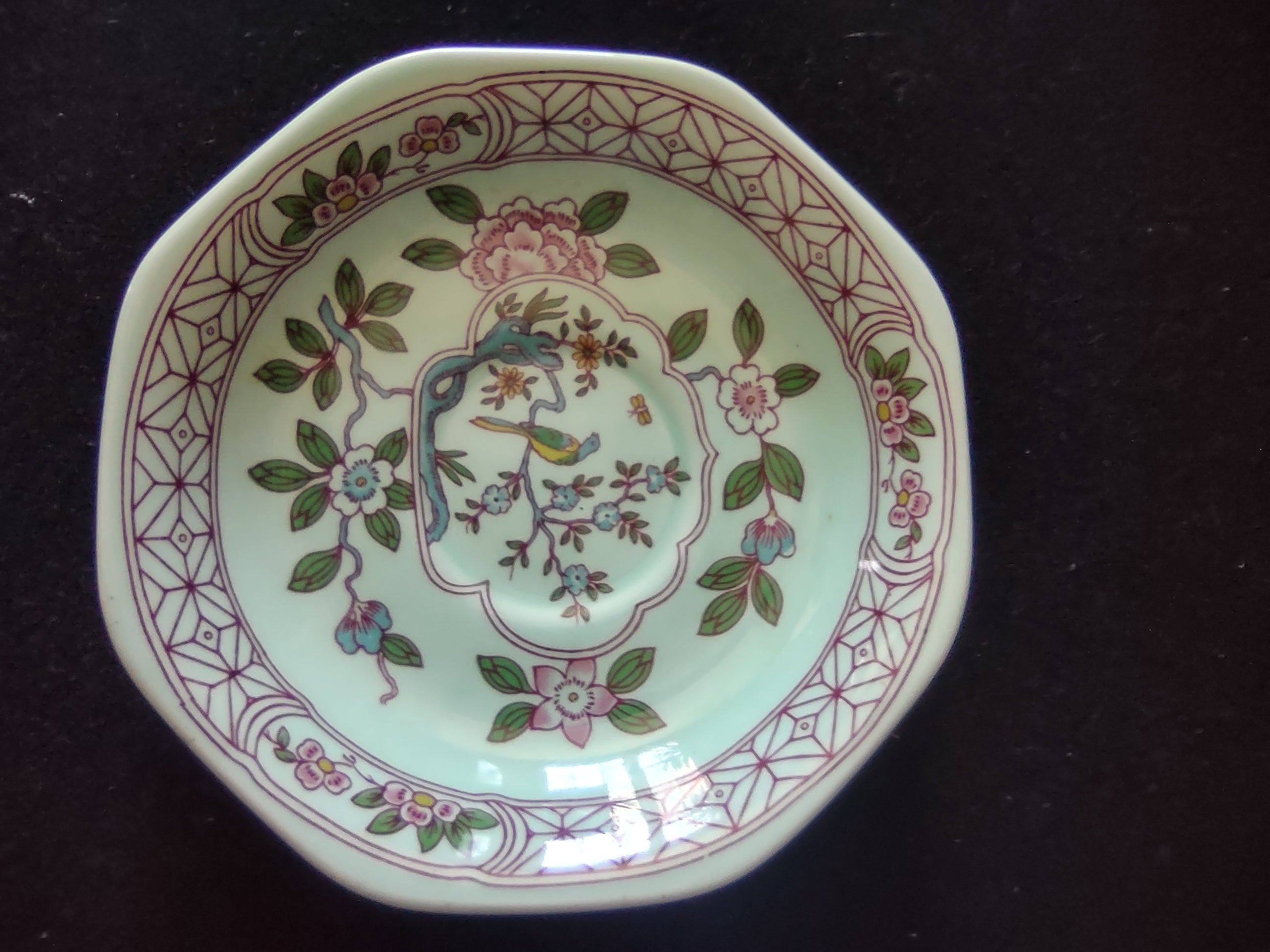 Vintage Adams Calyx Ware Singapore Bird Cup Saucer Ironstone England [6017]