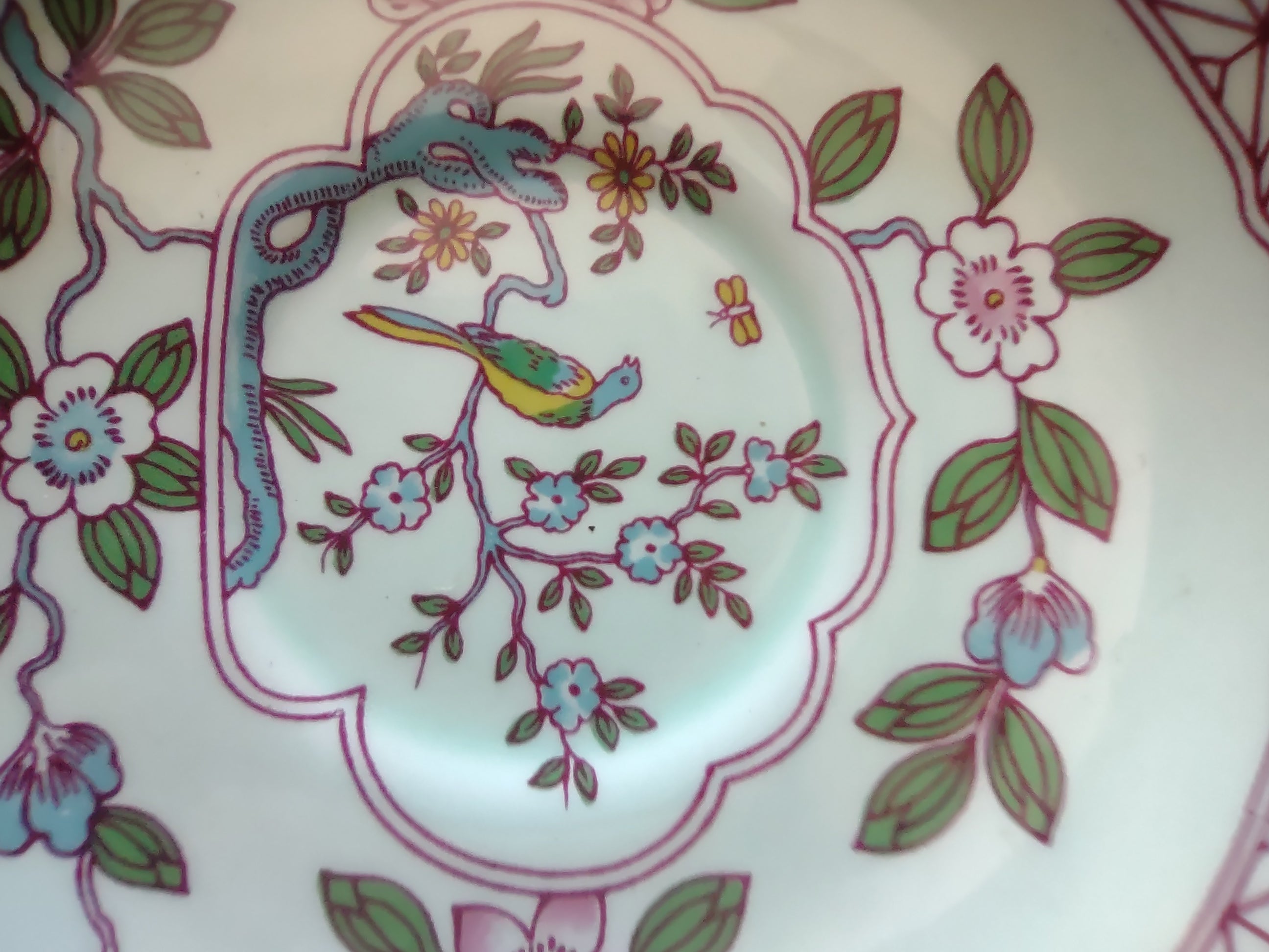 Vintage Adams Calyx Ware Singapore Bird Cup Saucer Ironstone England [6017]