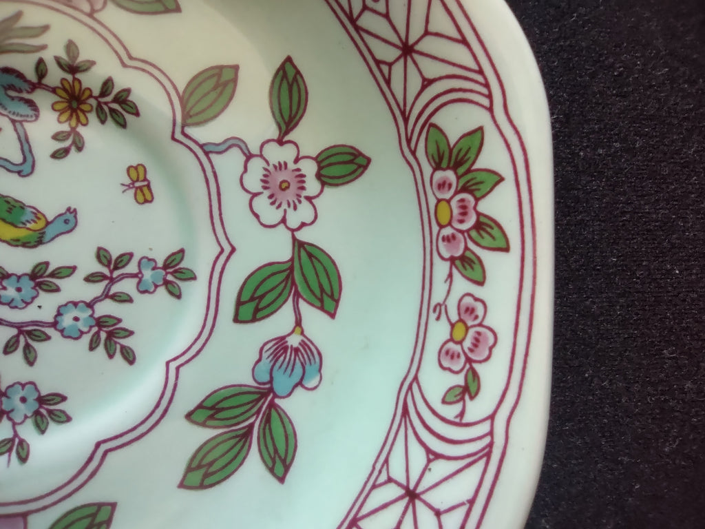 Vintage Adams Calyx Ware Singapore Bird Cup Saucer Ironstone England [6017]