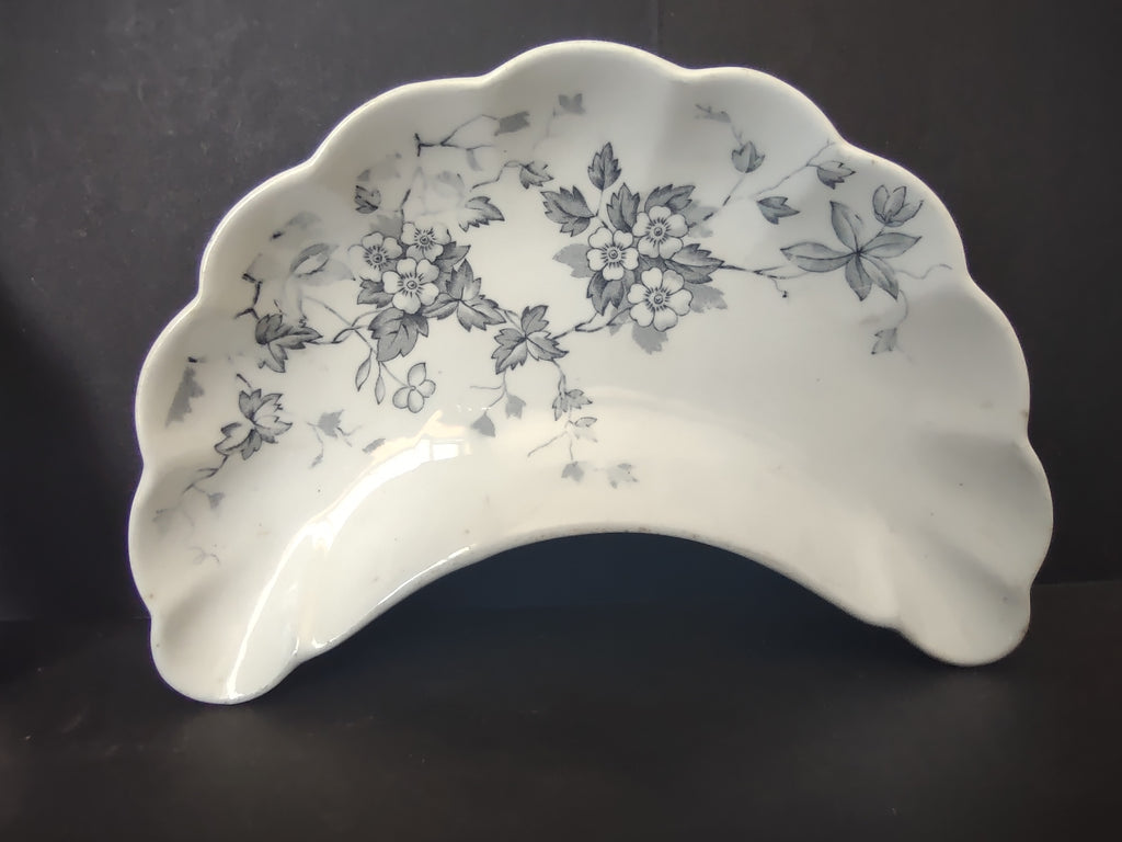 Vintage Wedgwood & Co Celia Gray Transferware Crescent Bone Dish Set 2 [6036]