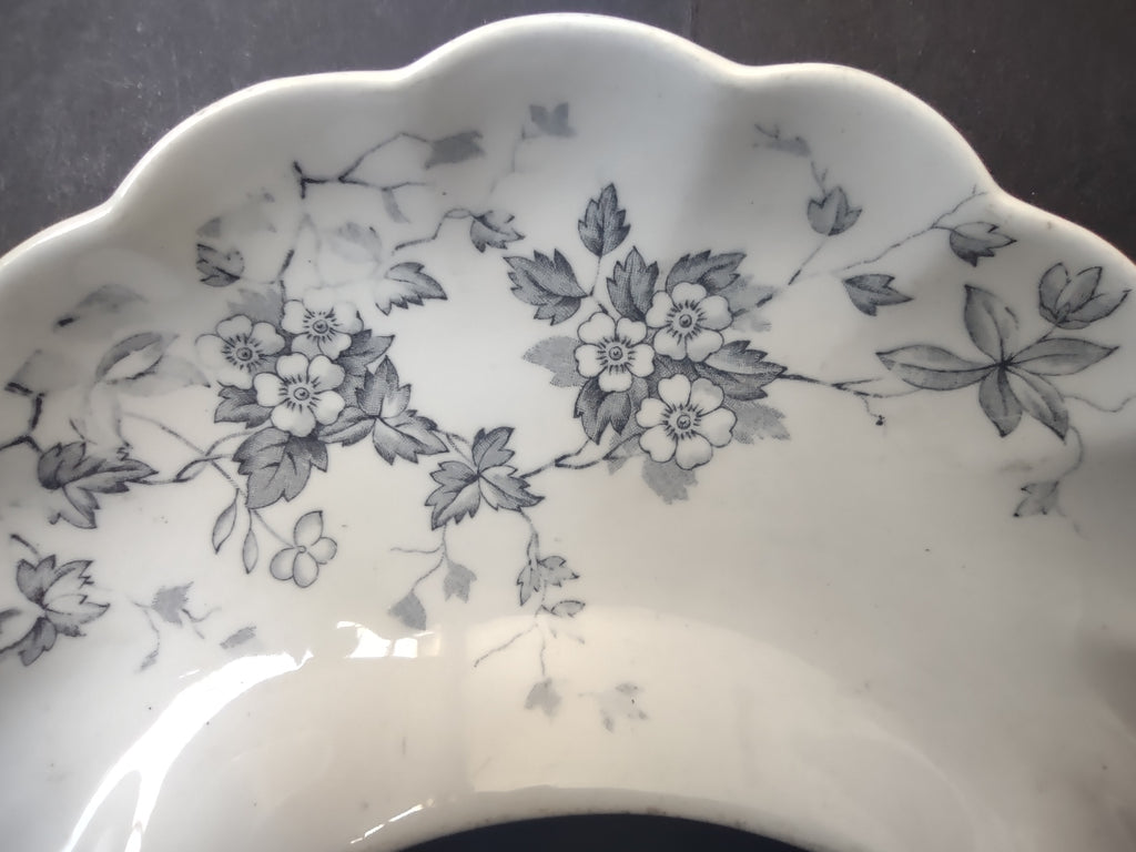 Vintage Wedgwood & Co Celia Gray Transferware Crescent Bone Dish Set 2 [6036]