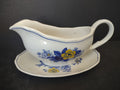 Vintage Enoch Wedgwood Surrey Blue Yellow Floral Gravy Boat Underplate [6035]