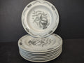 Vintage Wedgwood Partridge Bird Ivy Tree Gray Transferware Plate Set 8 [6034]