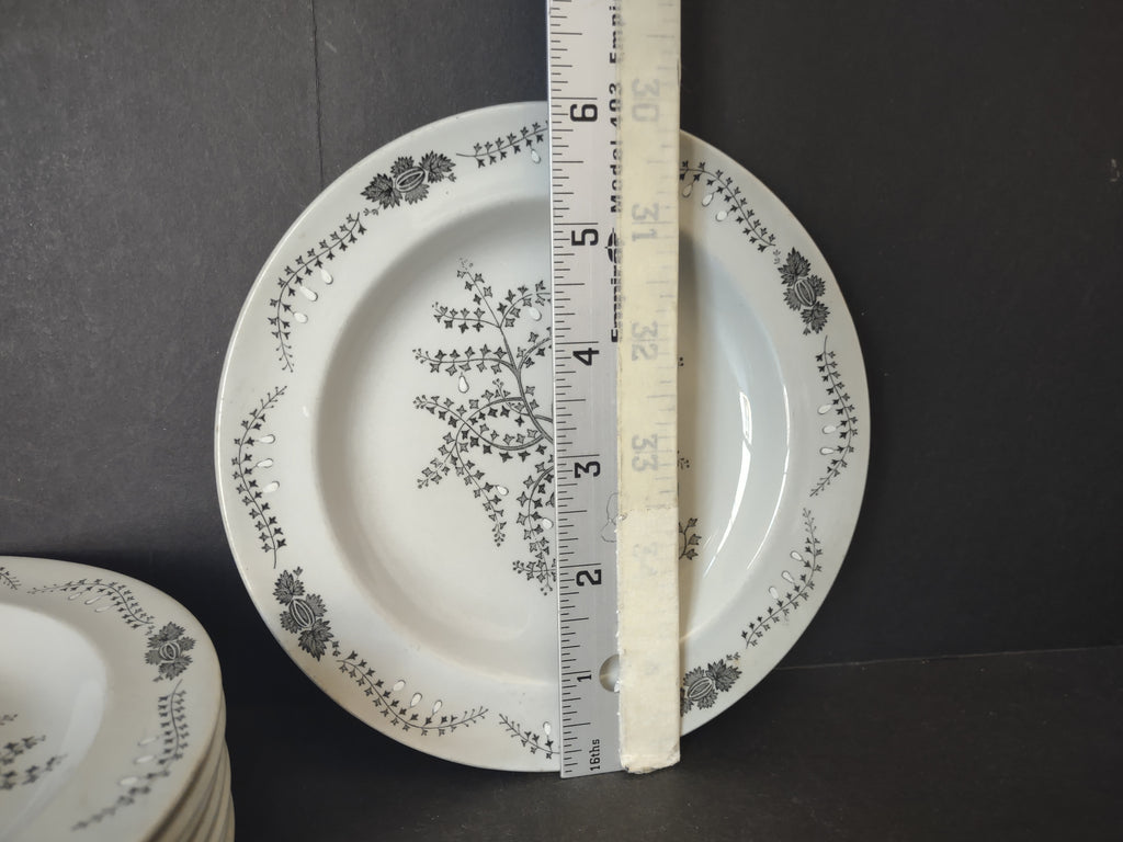 Vintage Wedgwood Partridge Bird Ivy Tree Gray Transferware Plate Set 8 [6034]