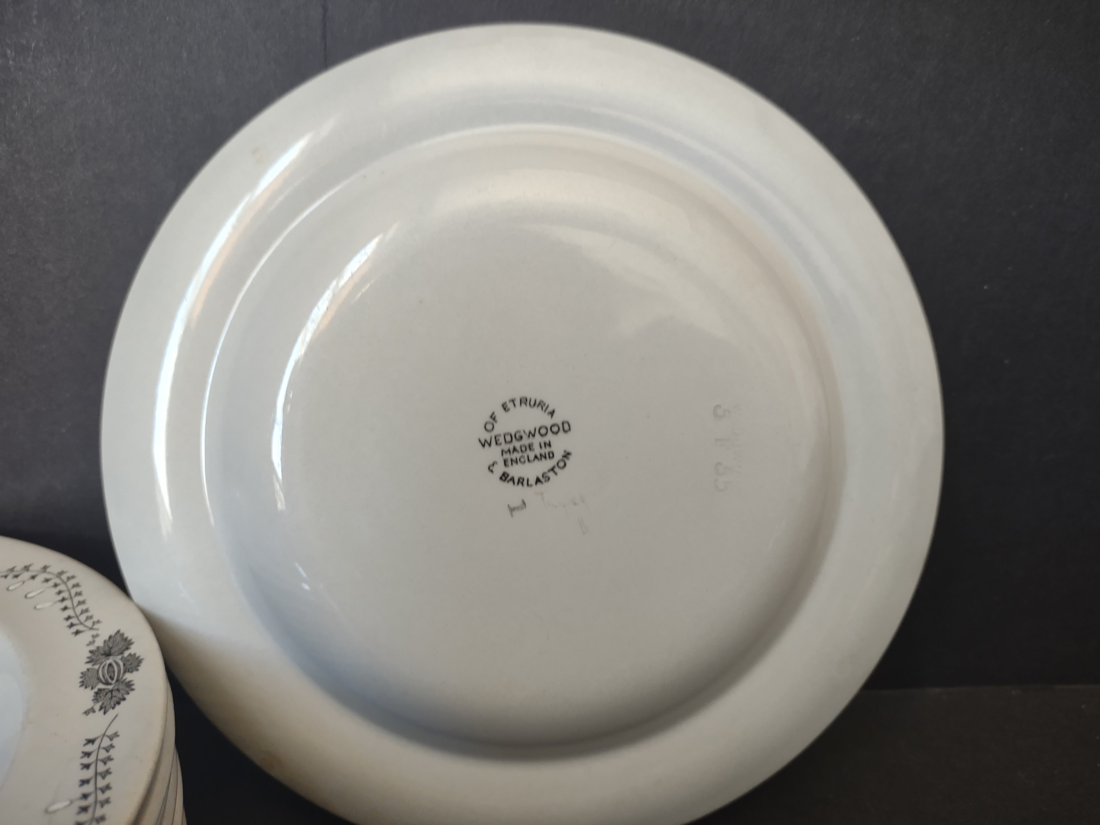 Vintage Wedgwood Partridge Bird Ivy Tree Gray Transferware Plate Set 8 [6034]