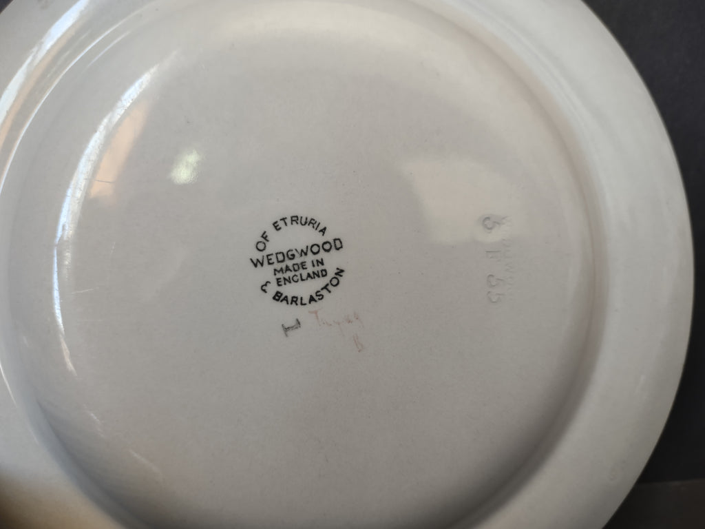 Vintage Wedgwood Partridge Bird Ivy Tree Gray Transferware Plate Set 8 [6034]