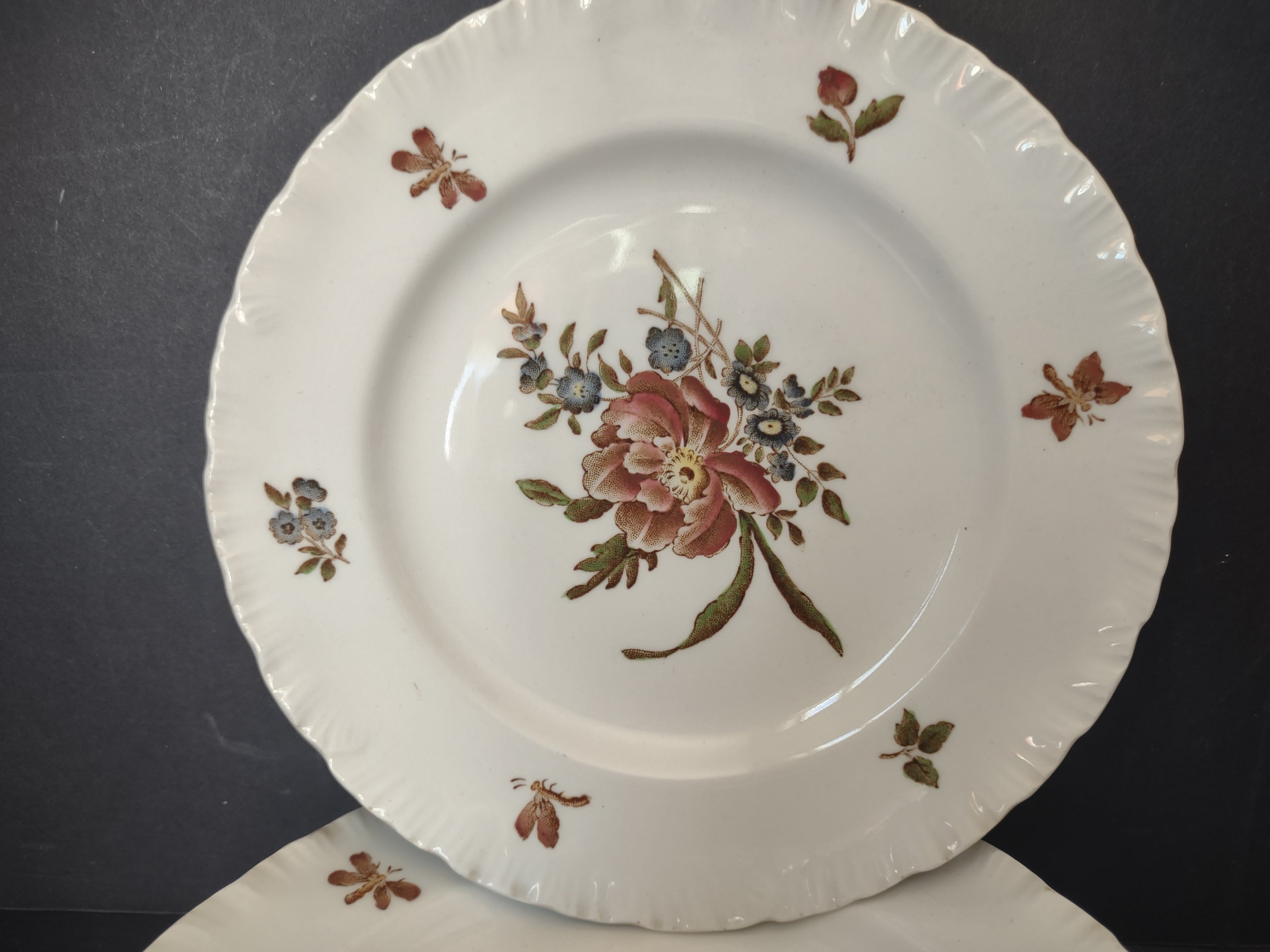 Vintage Wedgwood Etruria Barlaston TK203 Floral 6" Plates Set 8 [6031]