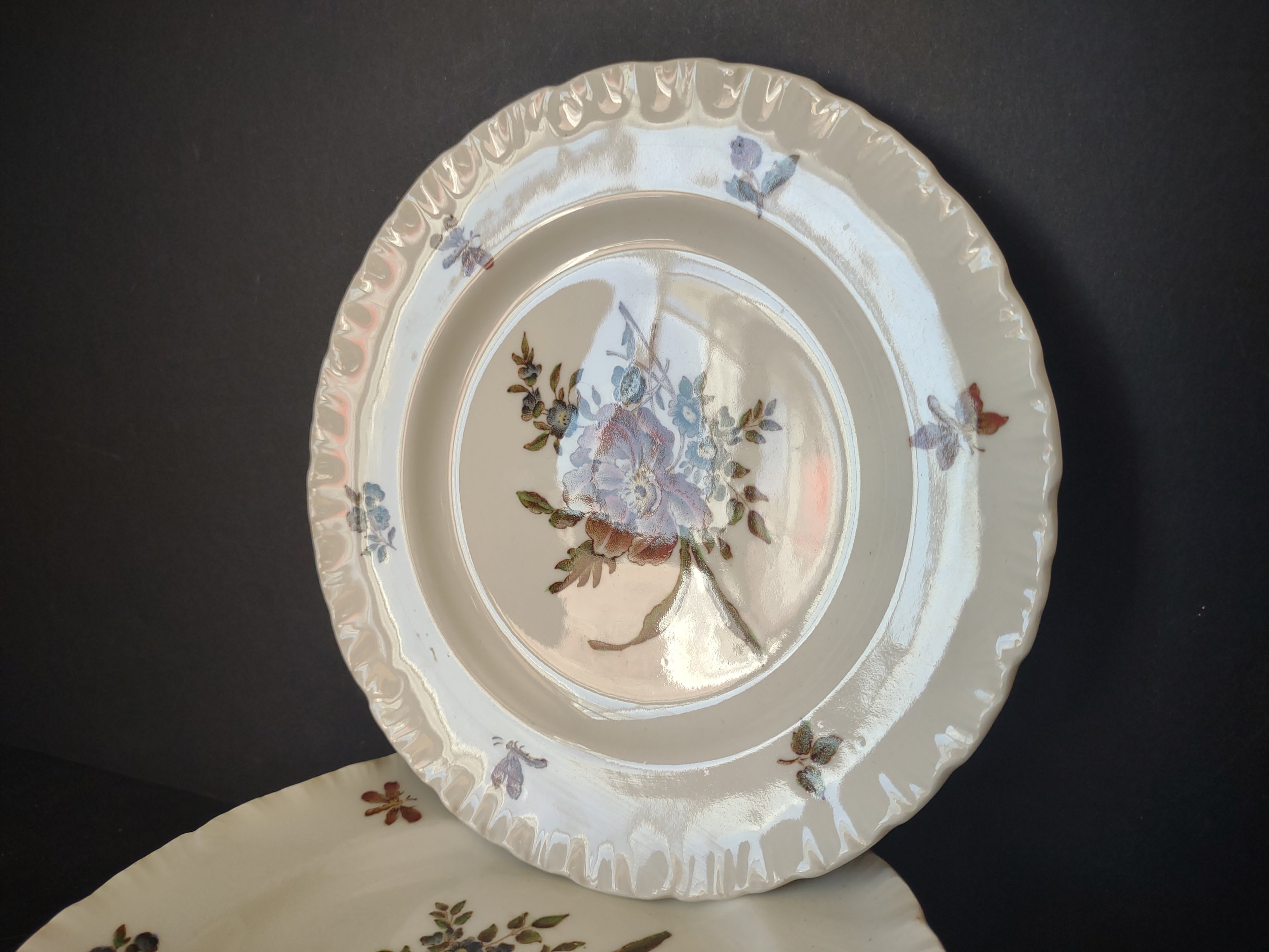 Vintage Wedgwood Etruria Barlaston TK203 Floral 6" Plates Set 8 [6031]