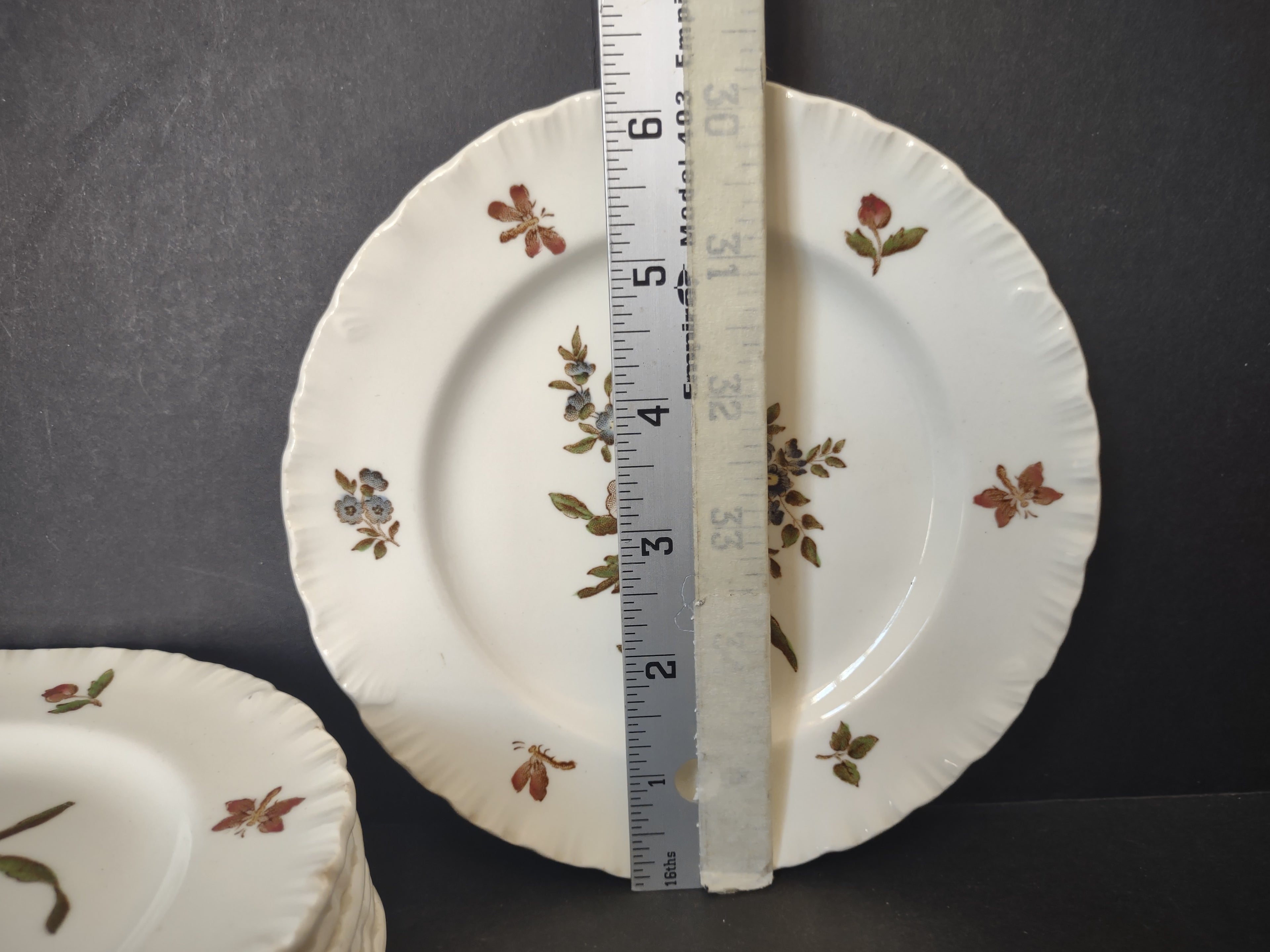 Vintage Wedgwood Etruria Barlaston TK203 Floral 6" Plates Set 8 [6031]