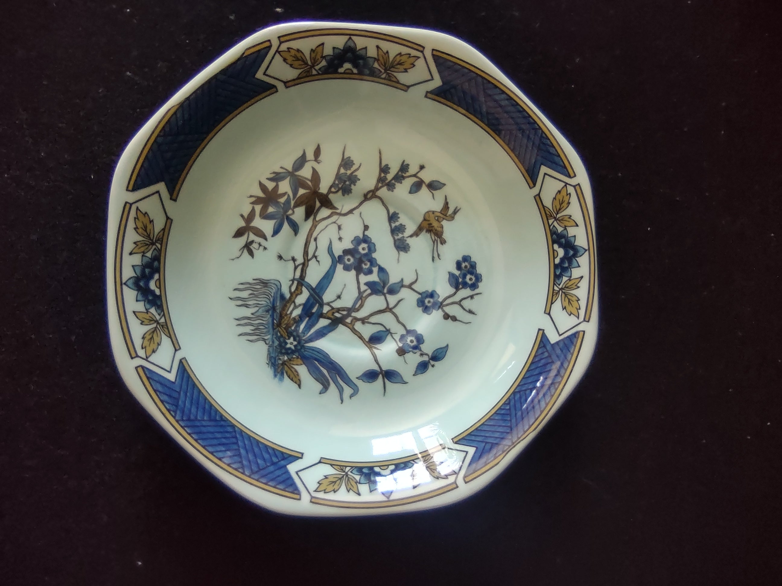Vintage Adams Calyx Ware Ming Toi Blue Ironstone Saucer England [6019]