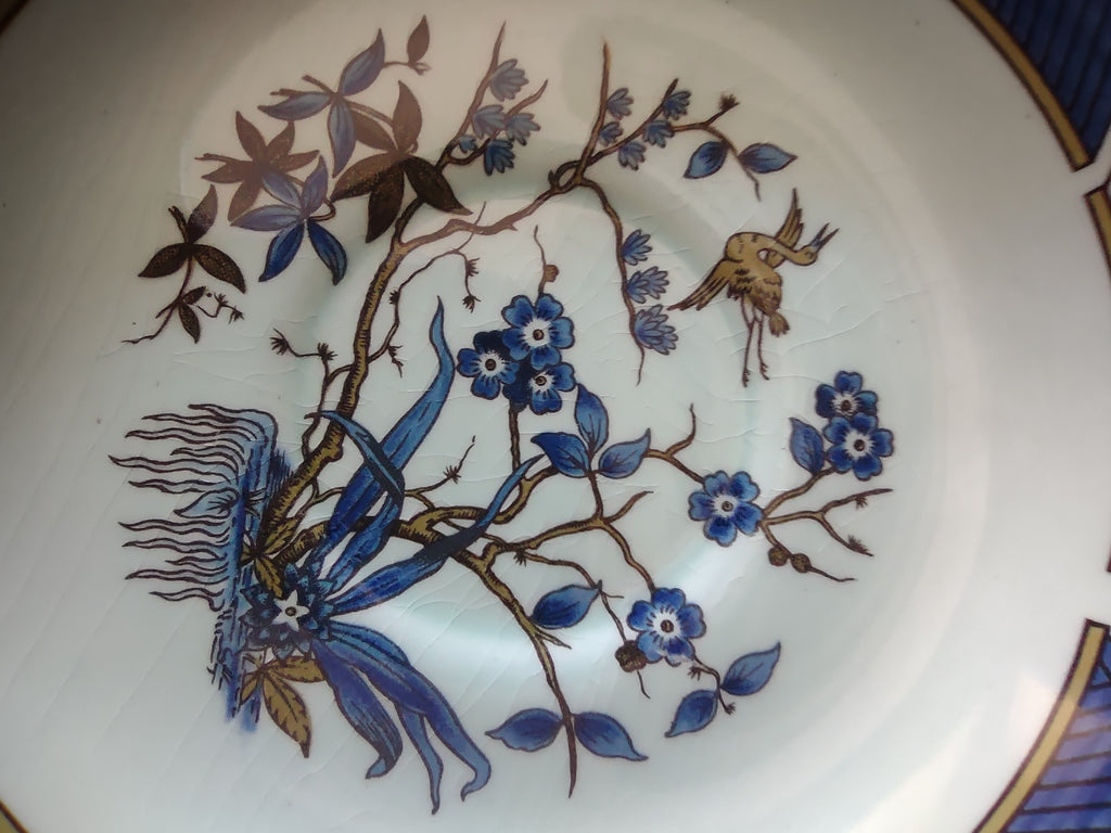 Vintage Adams Calyx Ware Ming Toi Blue Ironstone Saucer England [6019]