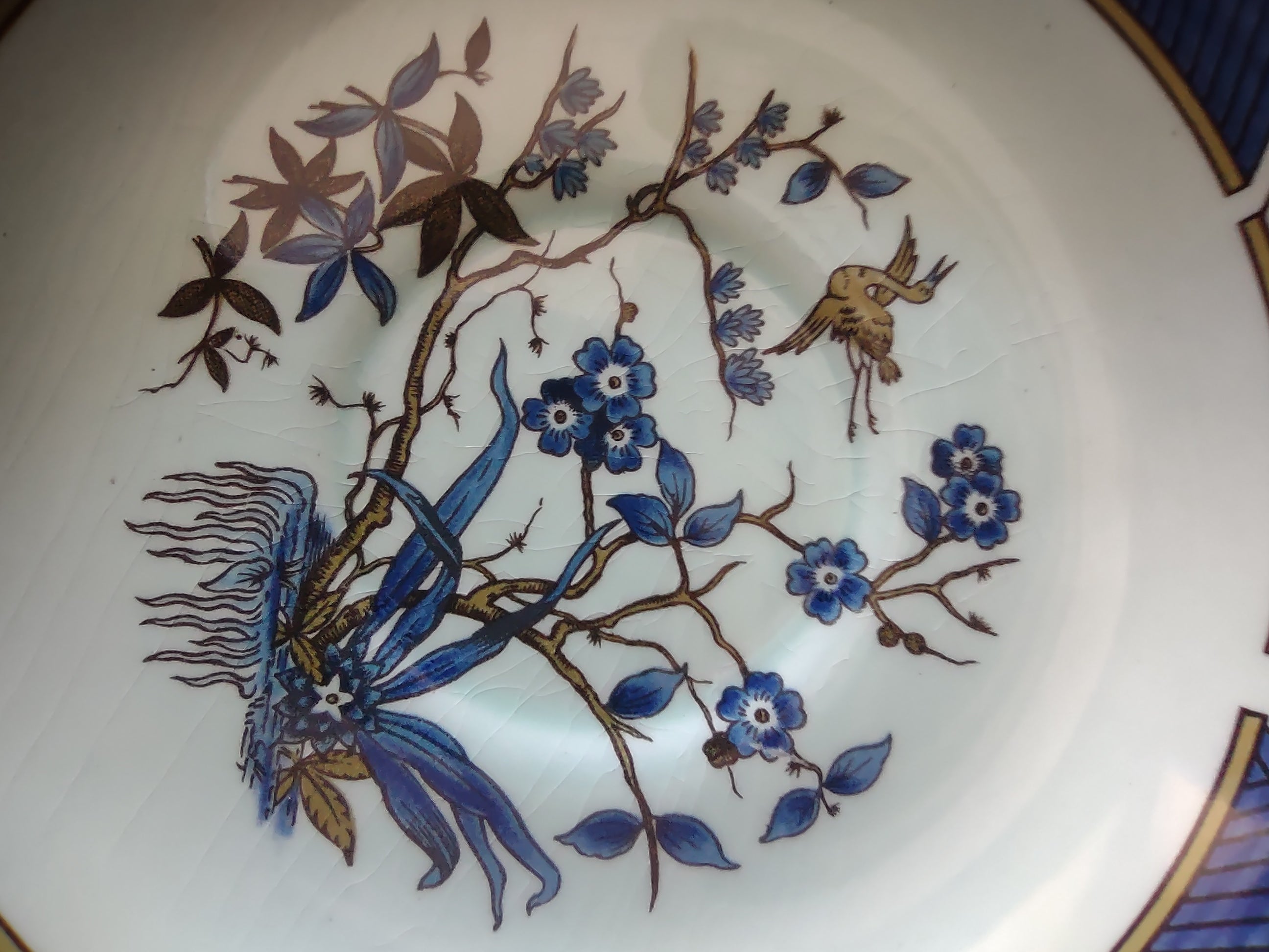 Vintage Adams Calyx Ware Ming Toi Blue Ironstone Saucer England [6019]