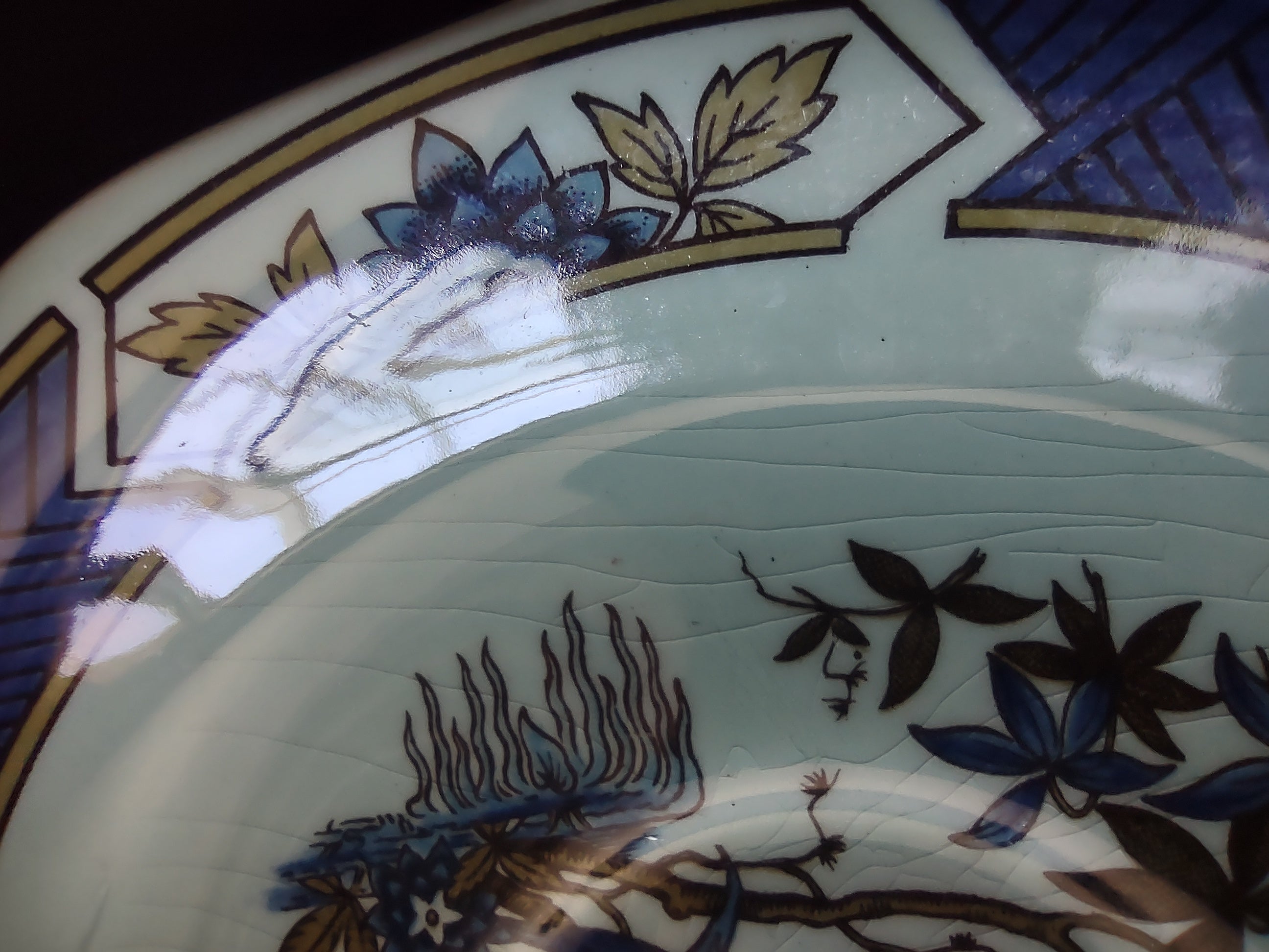 Vintage Adams Calyx Ware Ming Toi Blue Ironstone Saucer England [6019]