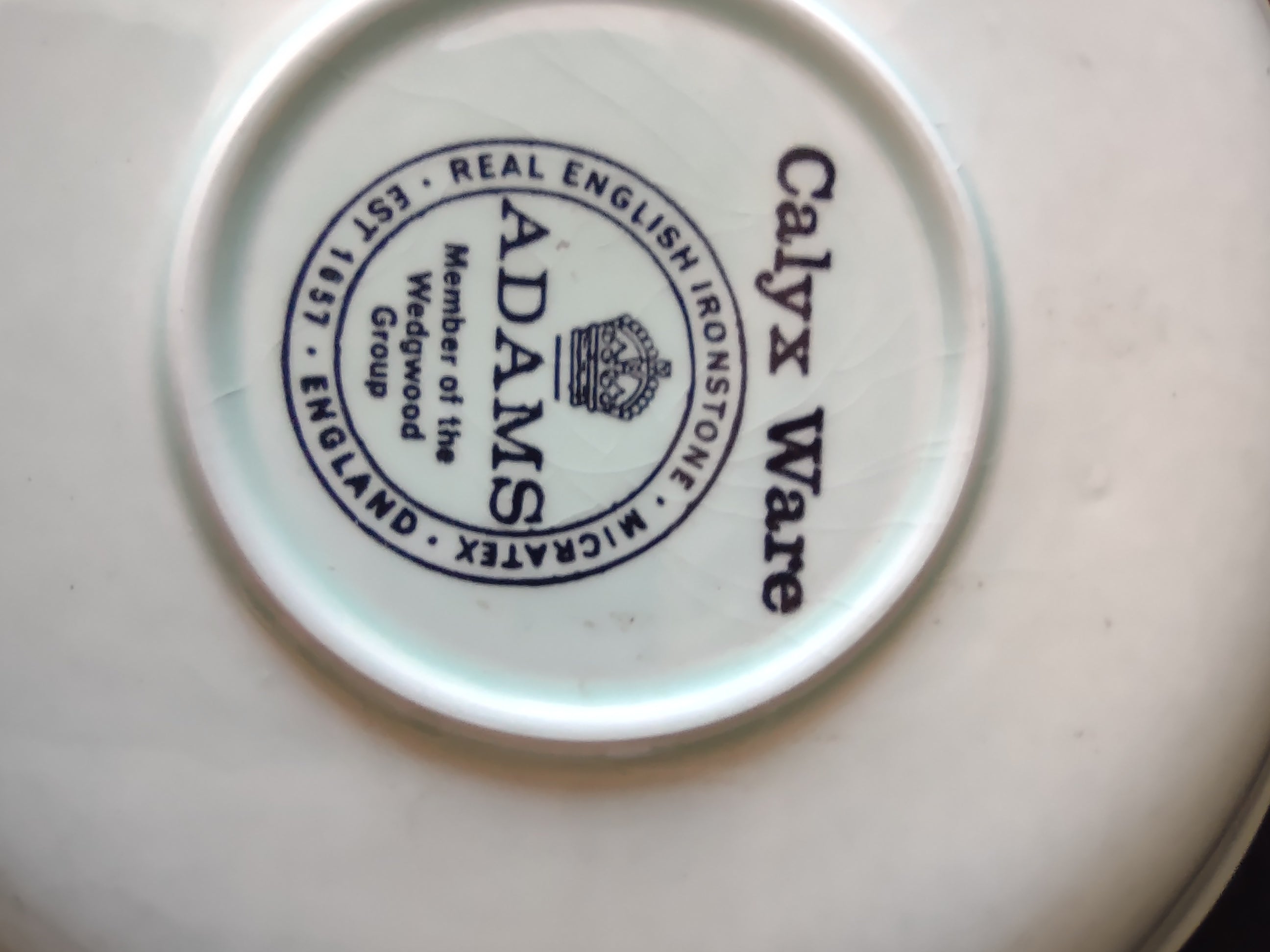 Vintage Adams Calyx Ware Ming Toi Blue Ironstone Saucer England [6019]