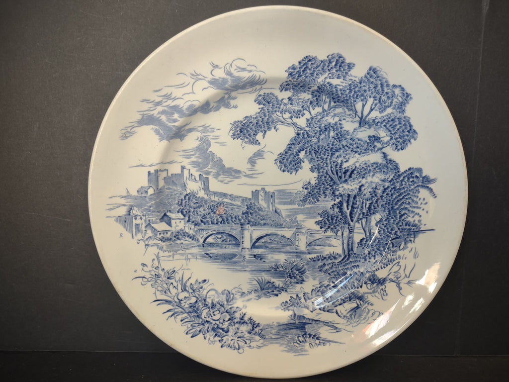 Vintage Enoch Wedgwood Tunstall Countryside Blue Transferware Dinner Plate [6020]