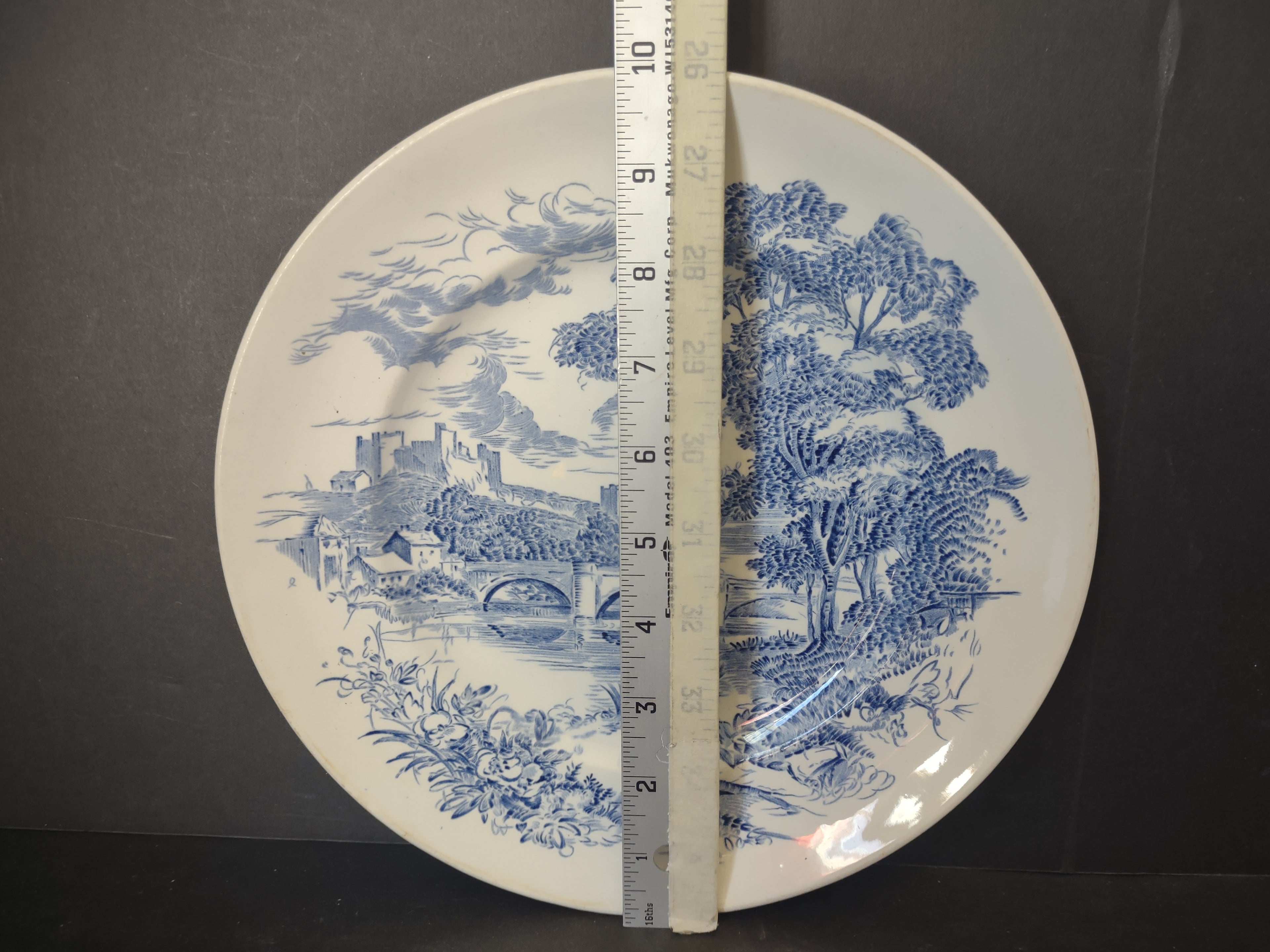 Vintage Enoch Wedgwood Tunstall Countryside Blue Transferware Dinner Plate [6020]