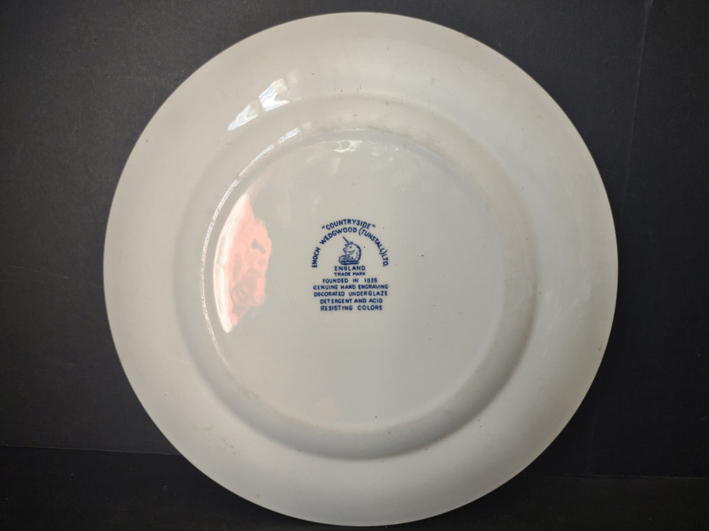 Vintage Enoch Wedgwood Tunstall Countryside Blue Transferware Dinner Plate [6020]