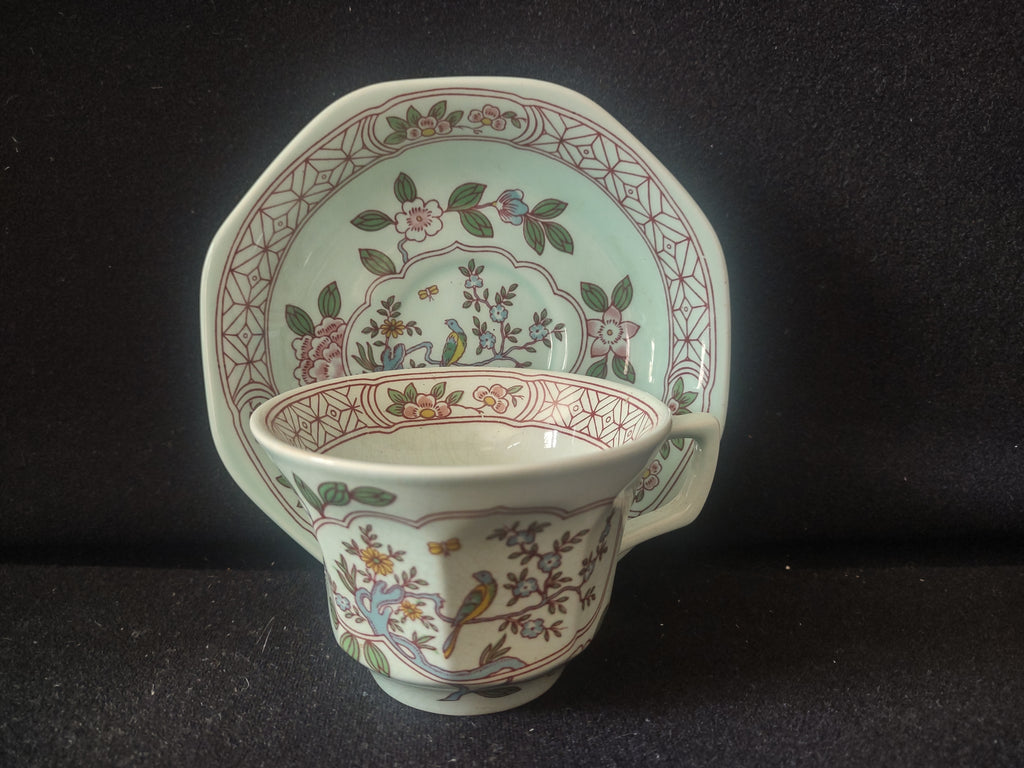 Vintage Adams Calyx Ware Singapore Bird Cup Saucer Ironstone England [6017]