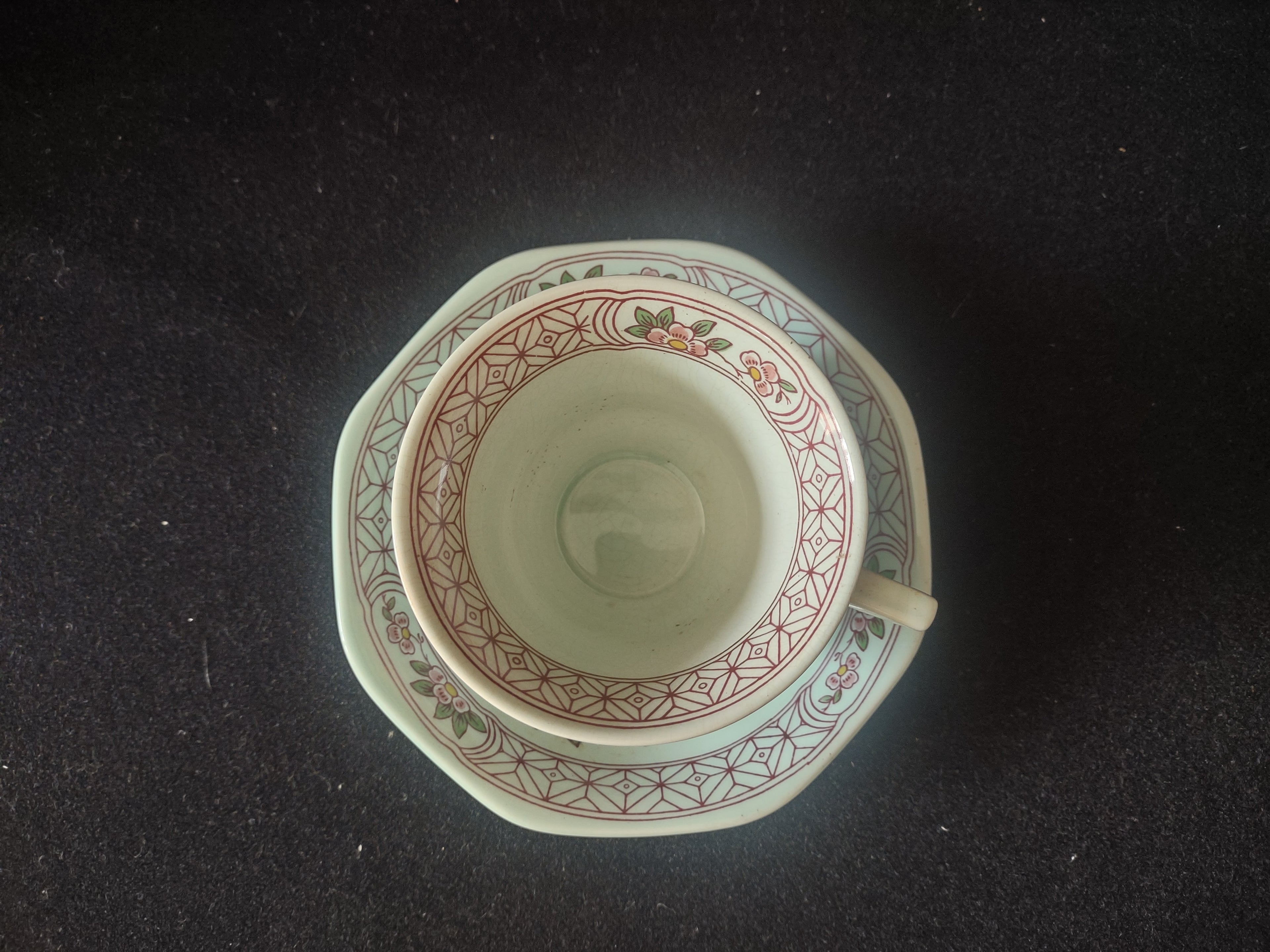 Vintage Adams Calyx Ware Singapore Bird Cup Saucer Ironstone England [6017]