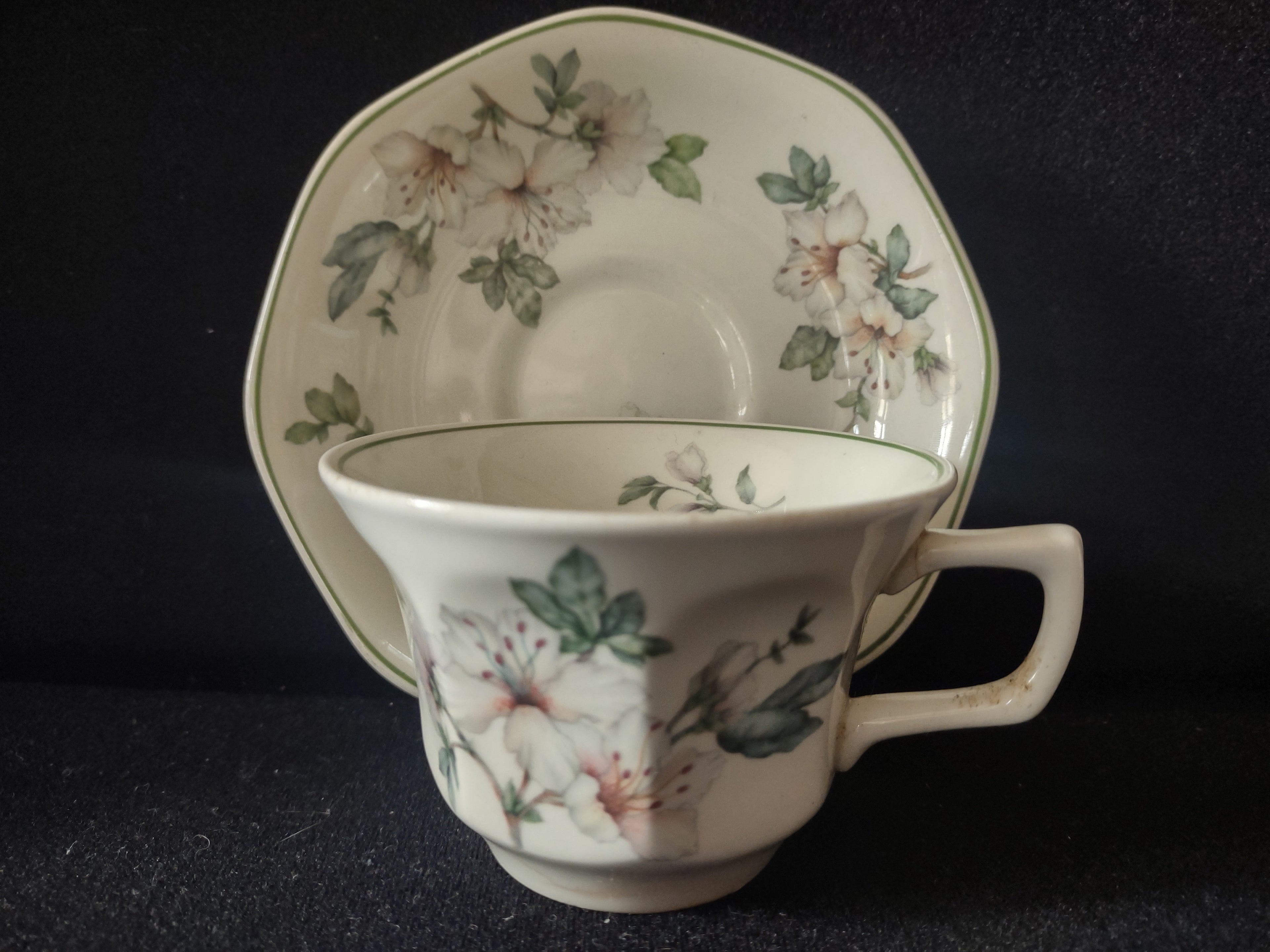 Vintage Adams Azalea Cup and Saucer Set Real English Ironstone England [6023]